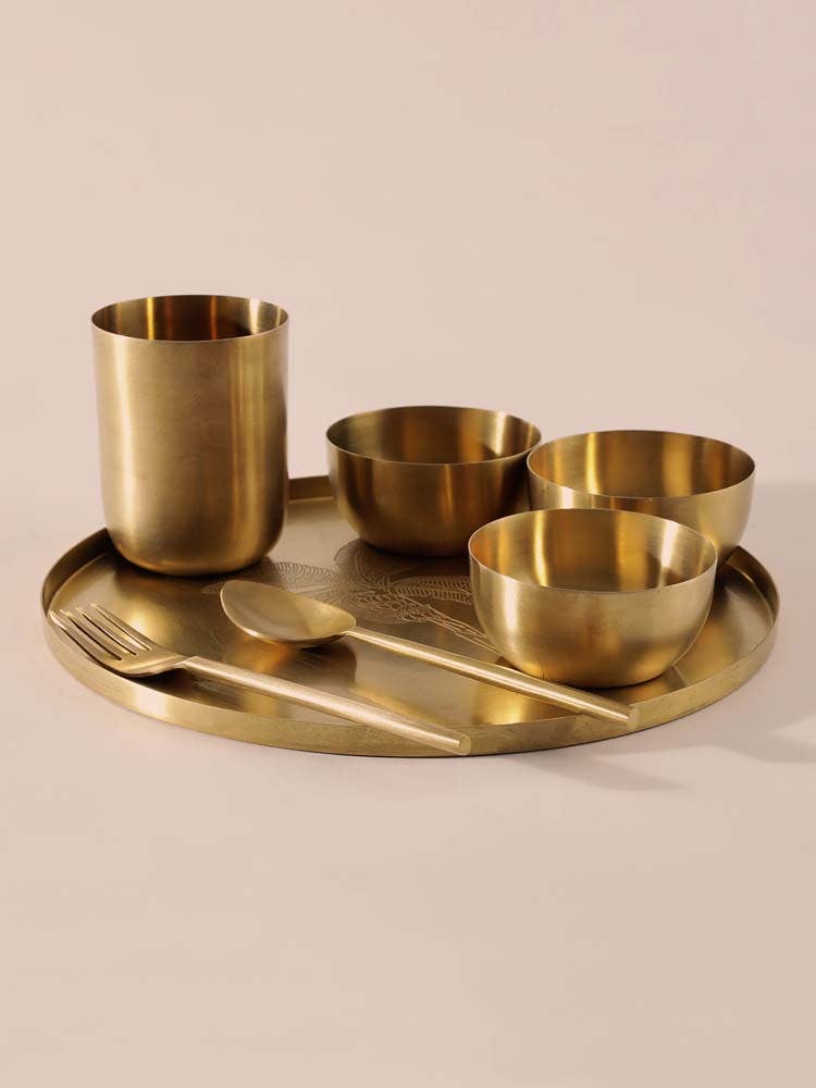 Thumbnail preview #0 for Brass Thali Set - Set of 7