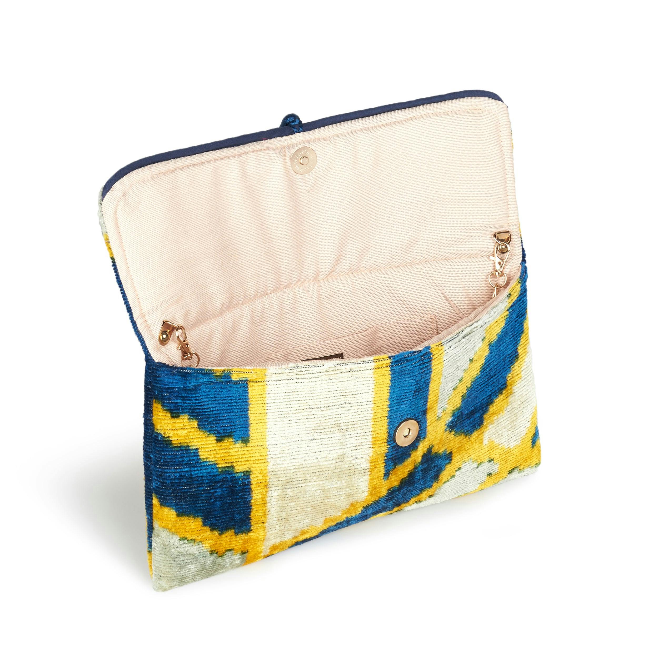 Thumbnail preview #4 for Electric Blue & Yellow Velvet Silk Fold Over Clutch