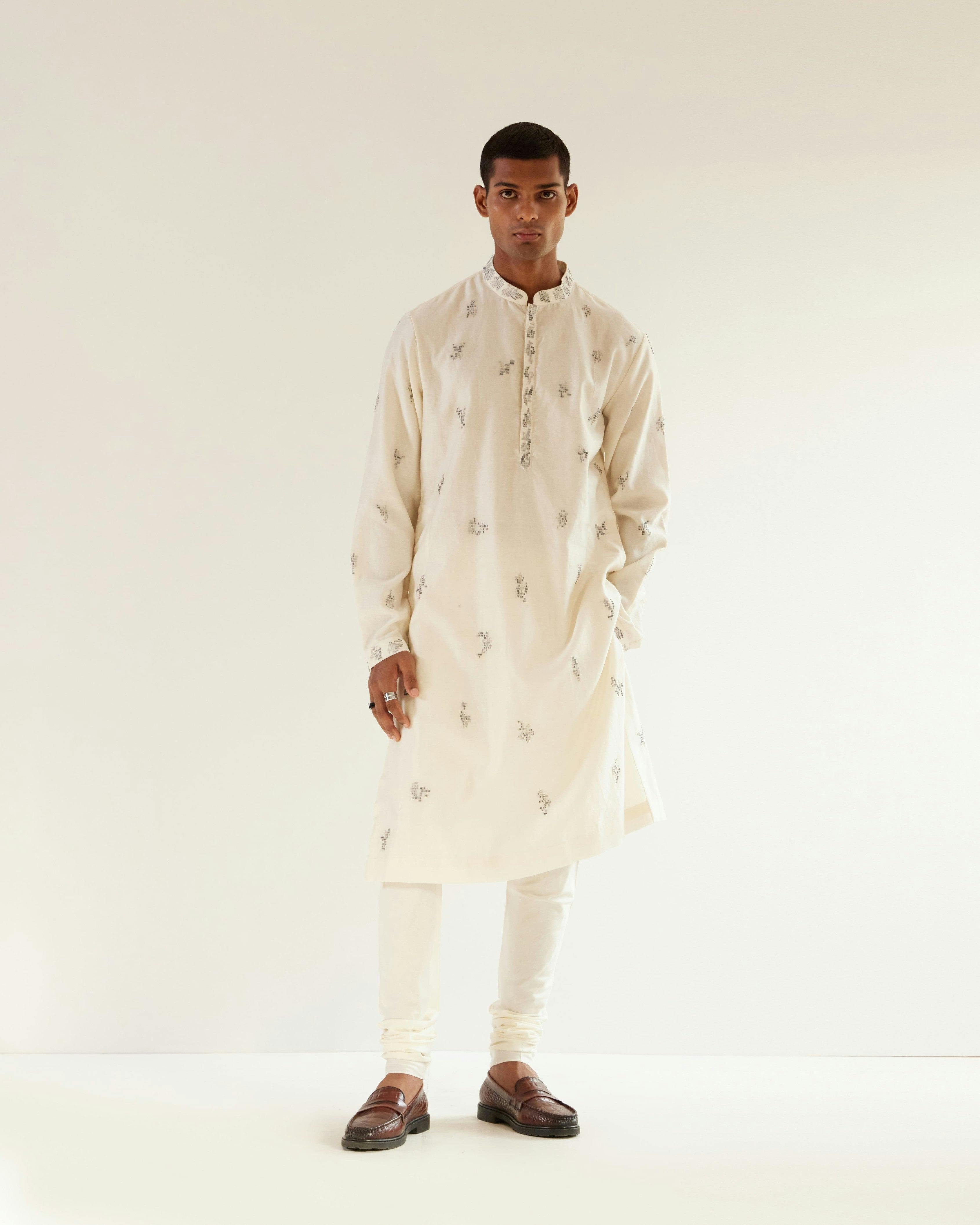 Thumbnail preview #0 for Camo Motif Hand Embroidered Kurta Set