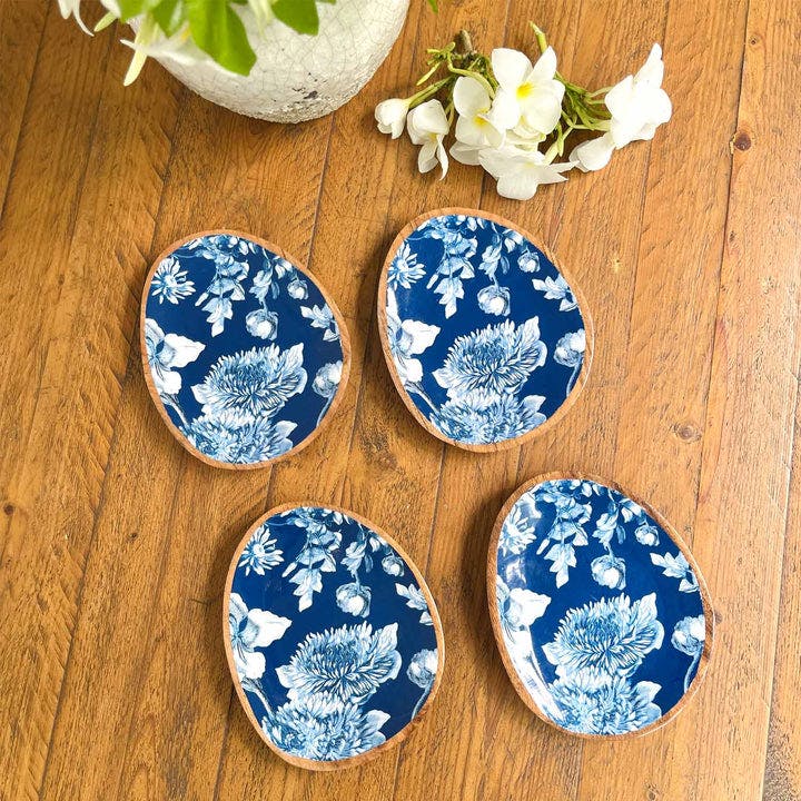 Thumbnail preview #1 for Mini Oval Plates, Set of 4 - Brittany Bleu