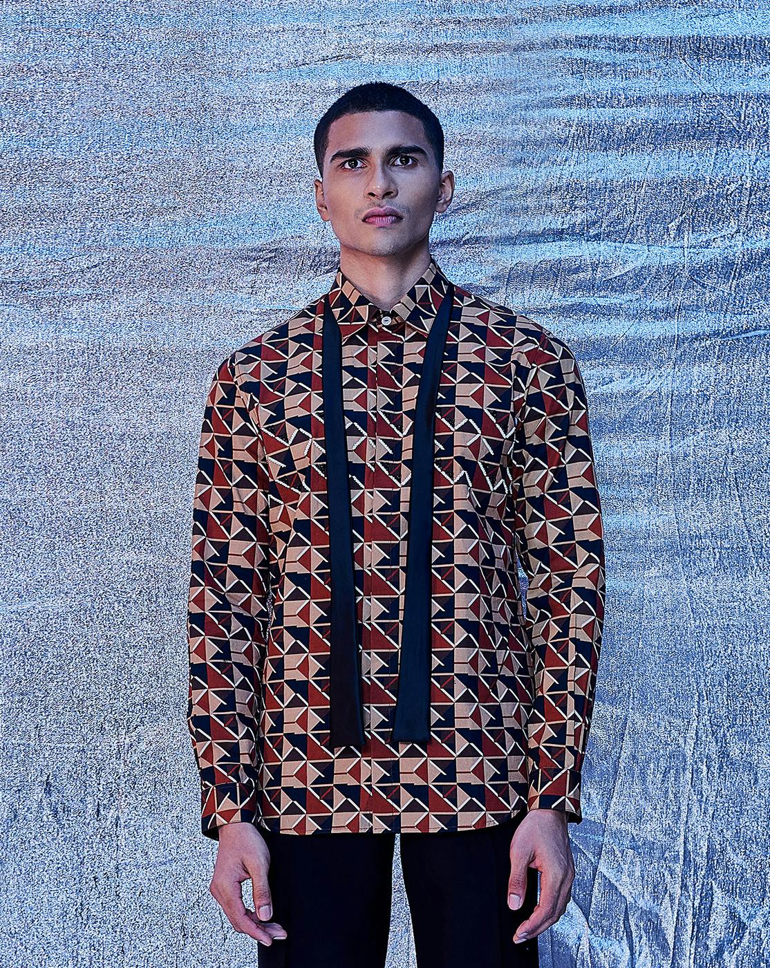 Geo Print Embroidered Shirt, a product by Line Outline