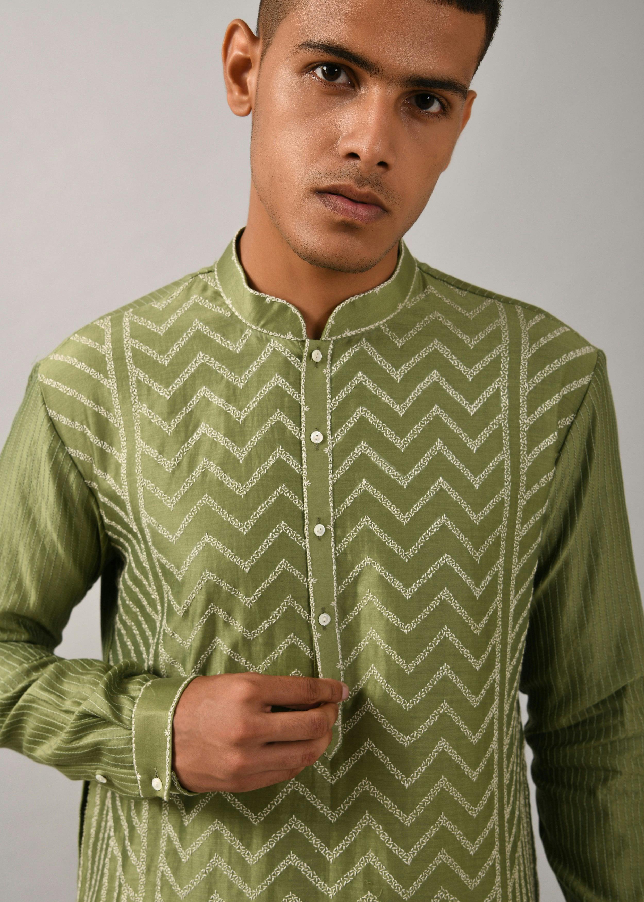 Chevron Hand Embroidered Kurta Set, a product by Country Made