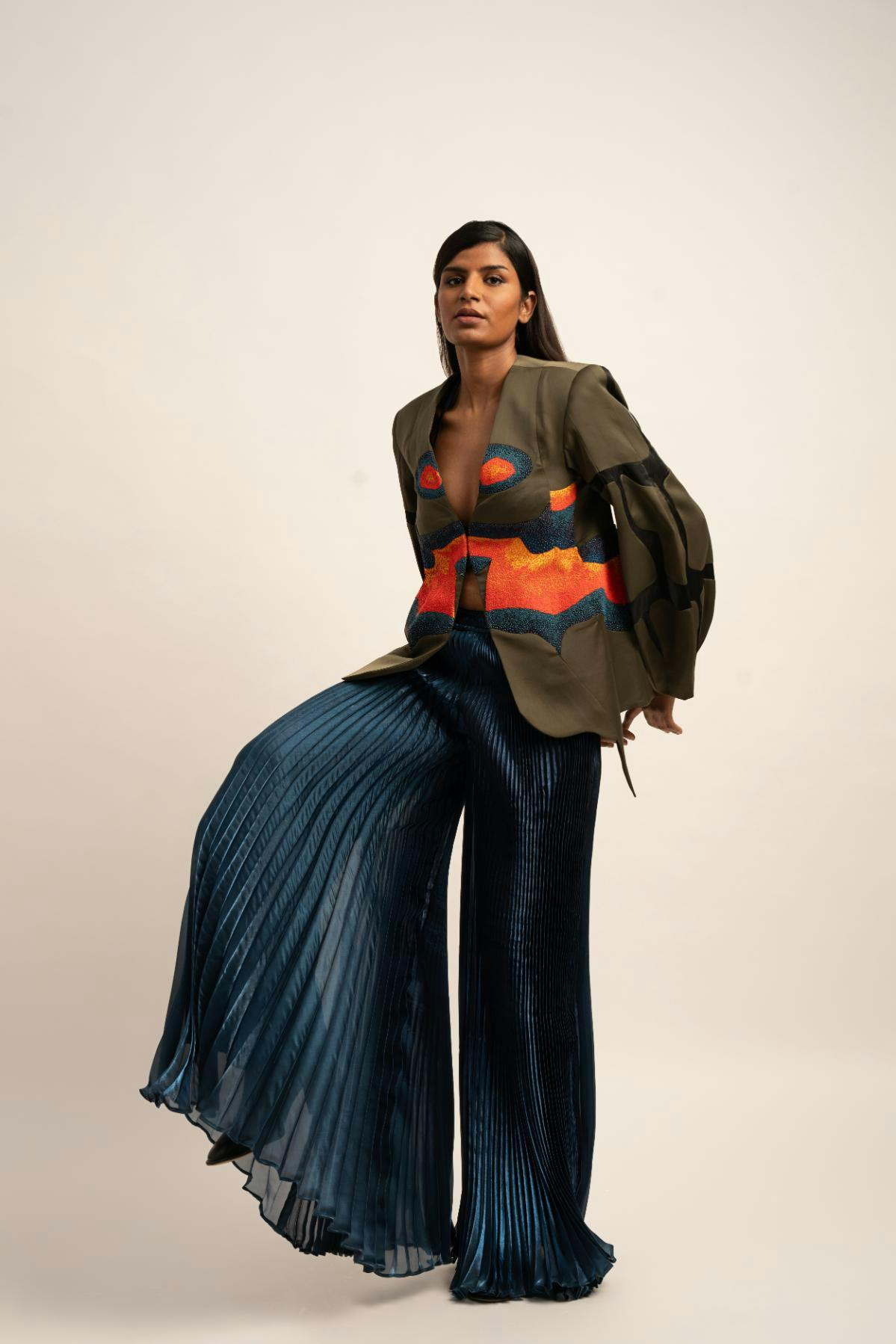 The Luminous Pleated Trousers, a product by Siddhant Agrawal Label