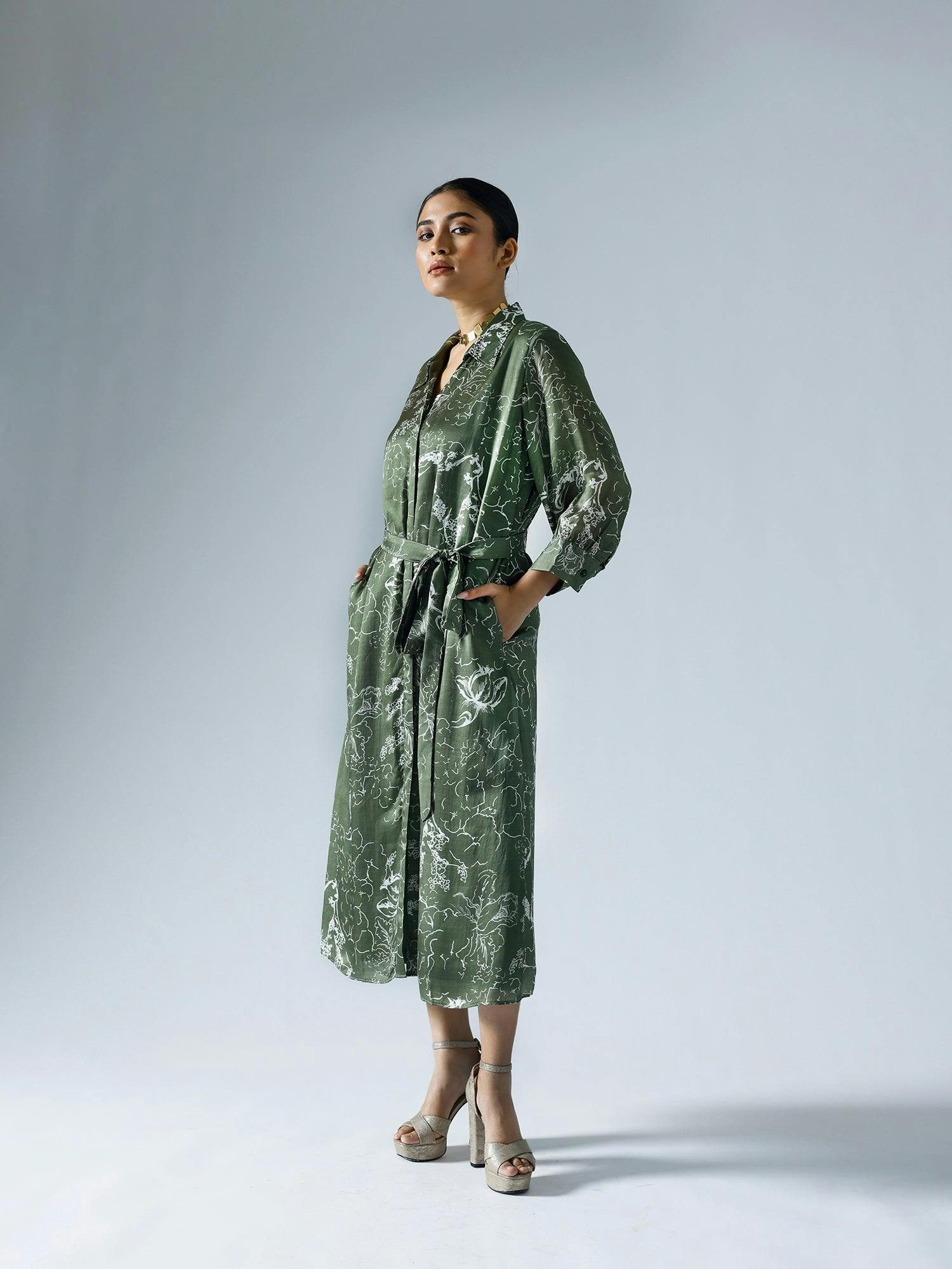 Bloom Green Shirt Dress, a product by KLAD