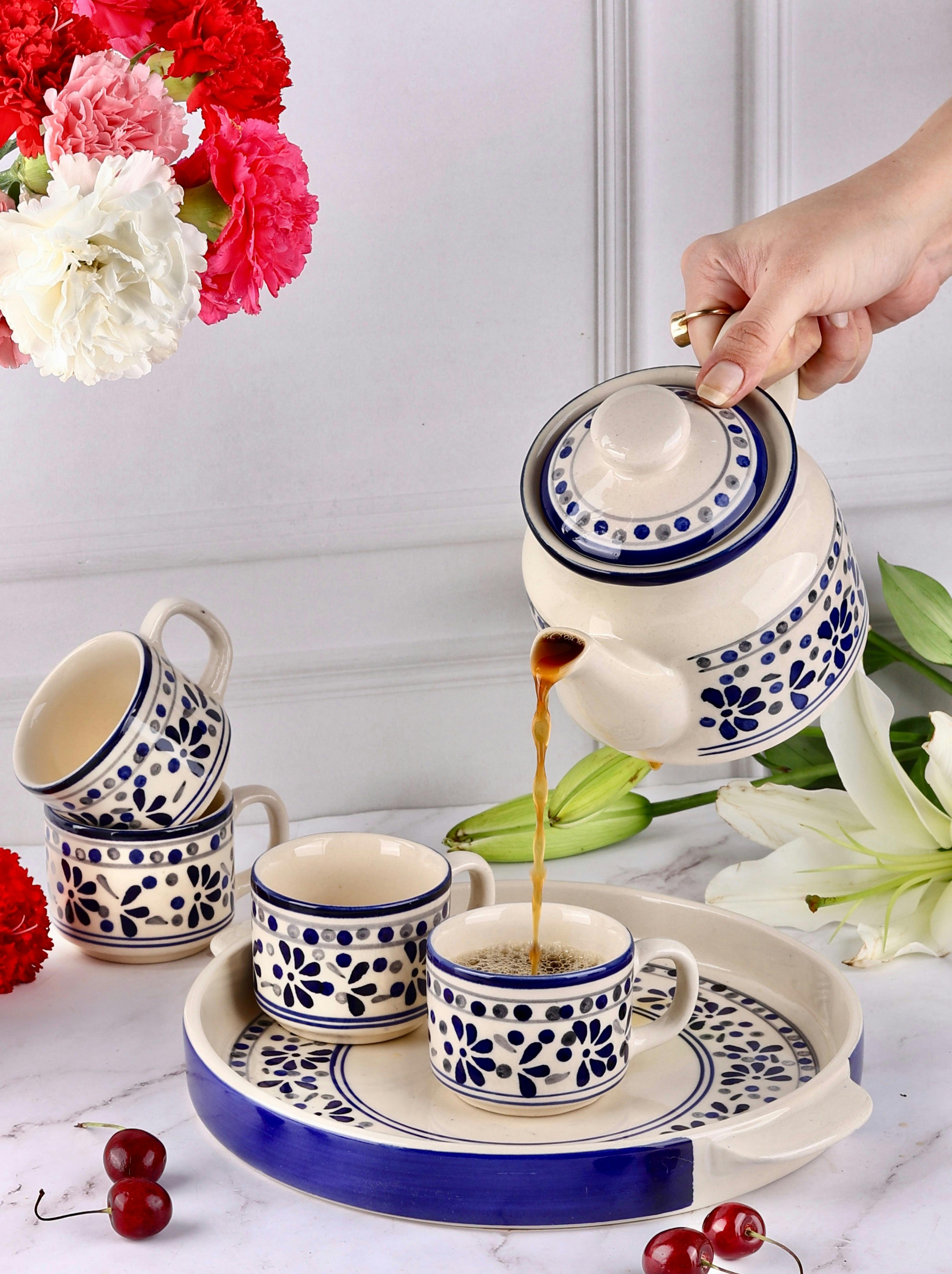 Delicate Blue Teaset Set of 6 pieces, a product by Olive Home accent