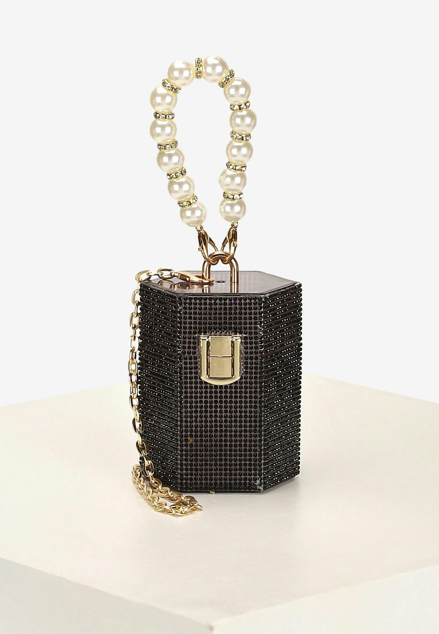 Miniaudre Clutch in Black Diamanté, a product by Lola's