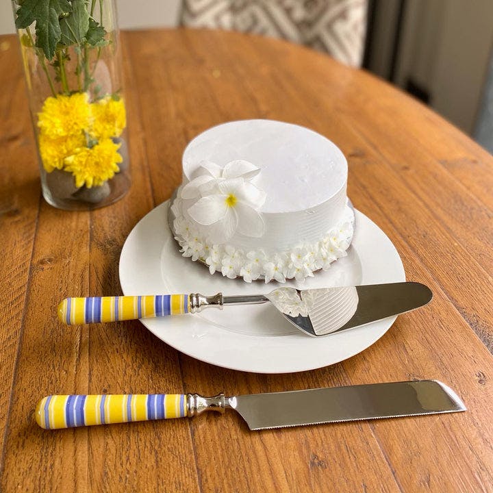 Cake Server & Knife Duo - Japanese Stripes, a product by Faaya Gifting
