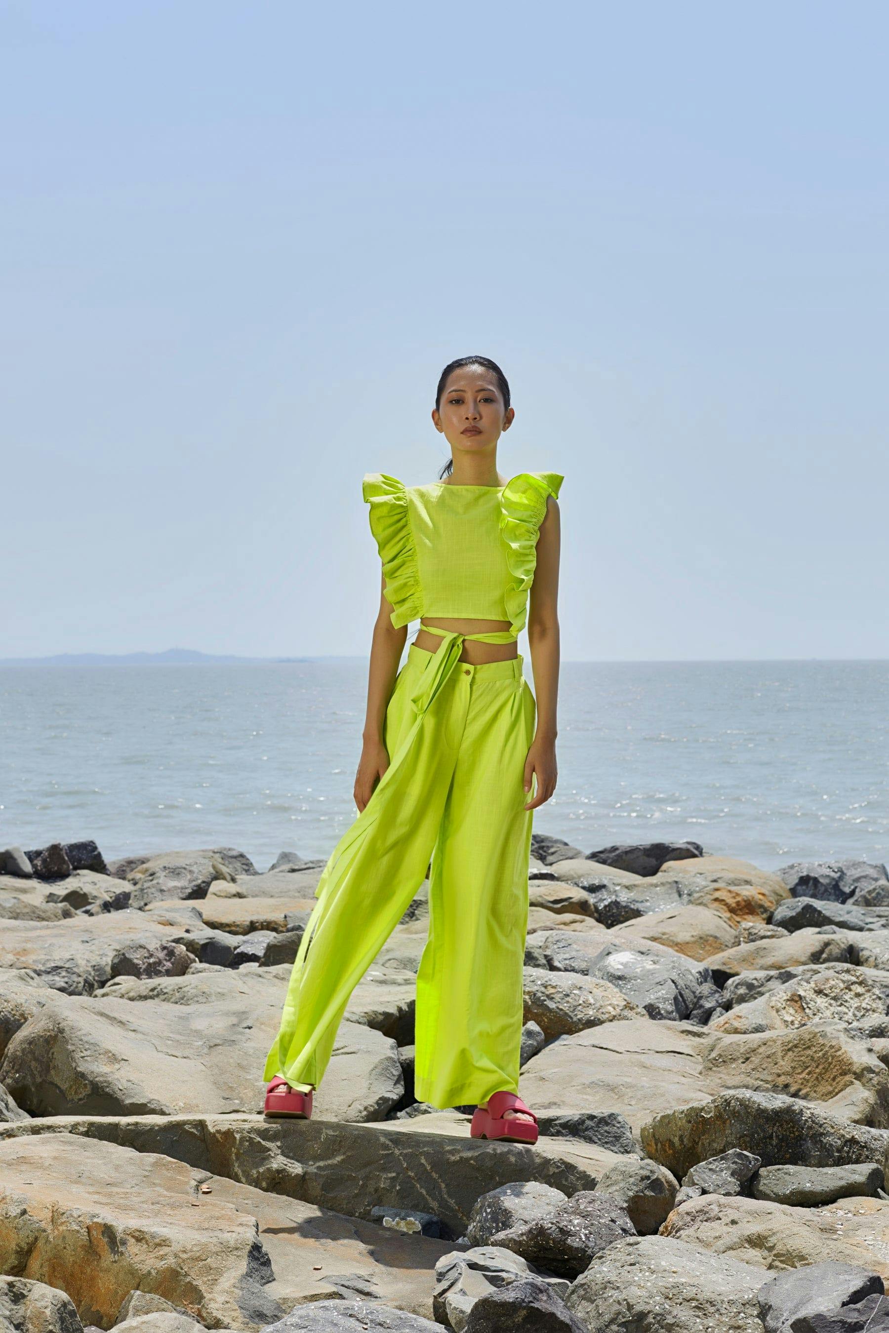 Thumbnail preview #1 for Neon Green Overlap Co-Ord Set