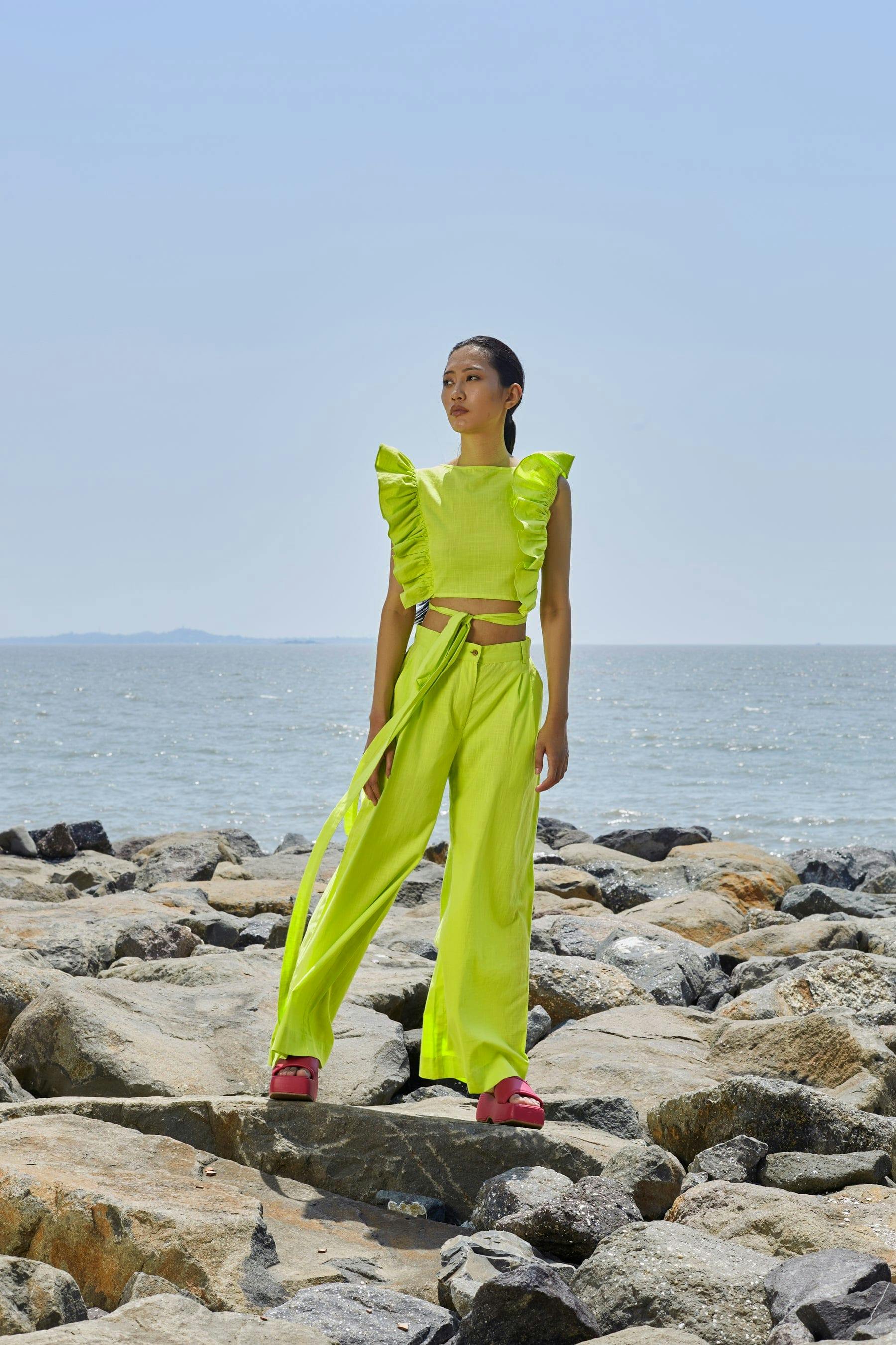 Thumbnail preview #0 for Neon Green Overlap Co-Ord Set