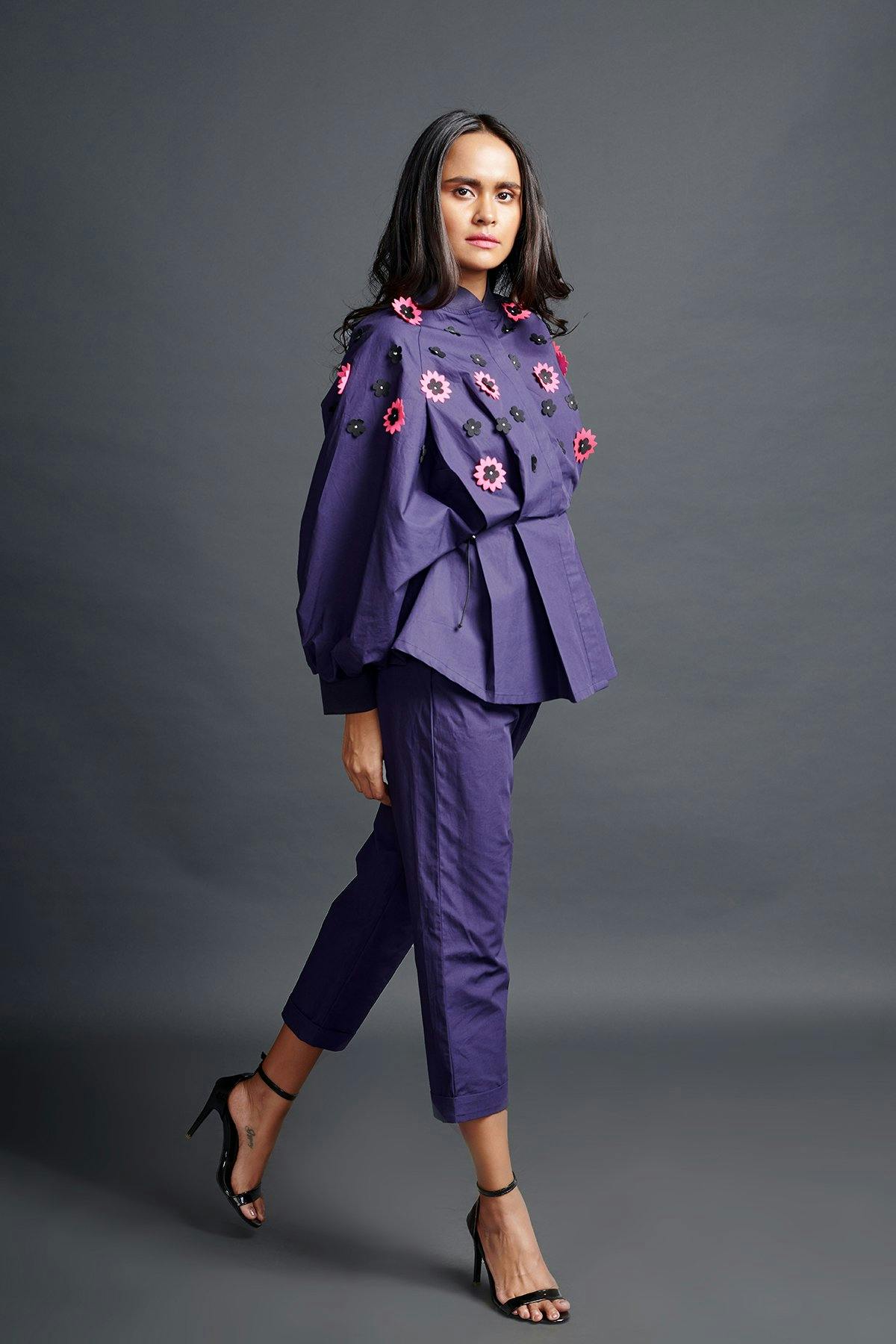 purple confetti detailed co-ord set, a product by Deepika Arora