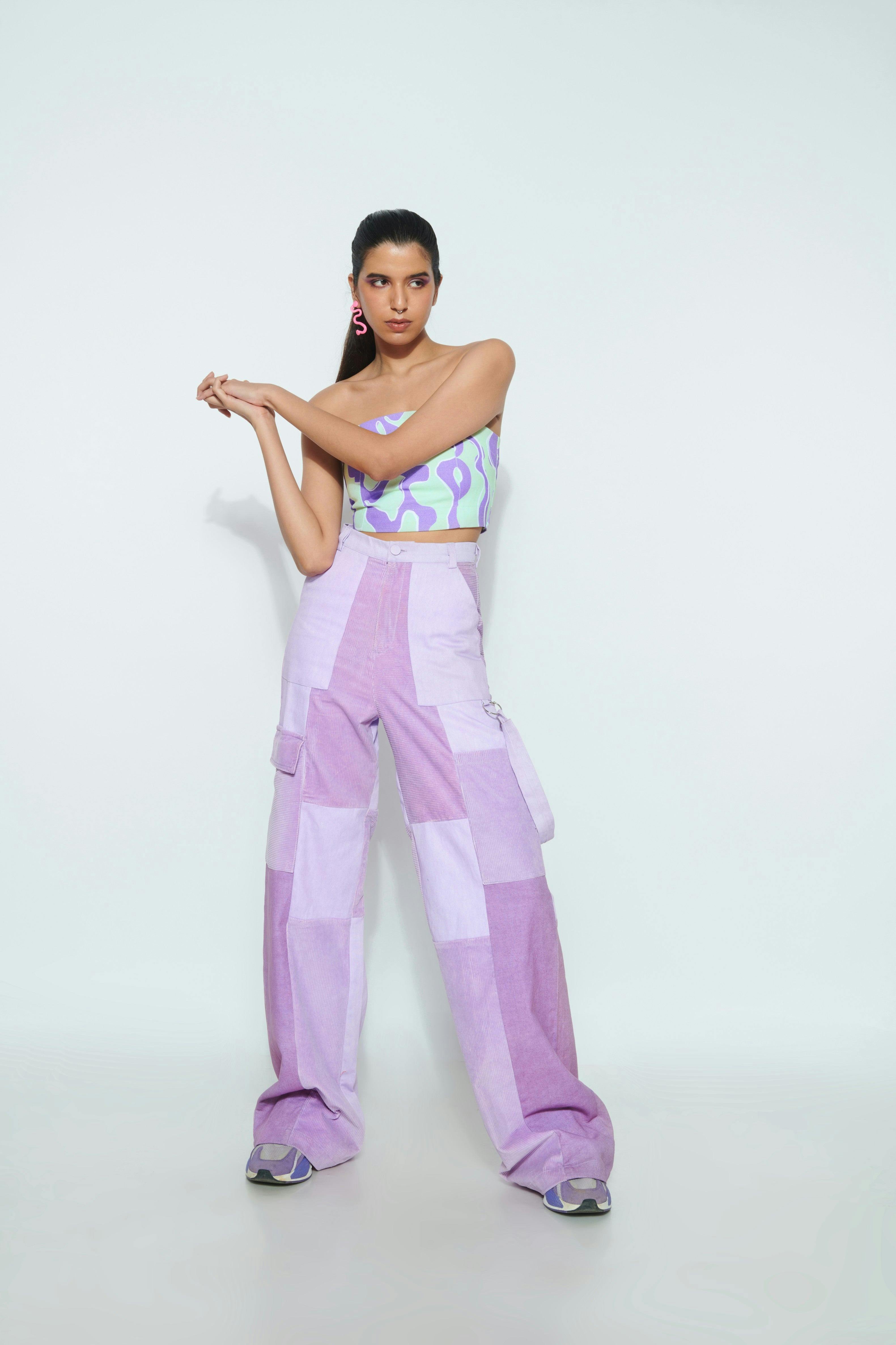 Thumbnail preview #2 for PURPLE SLIME CROP TOP AND GUMMY BEAR PANTS CO-ORD SET- FULL SET