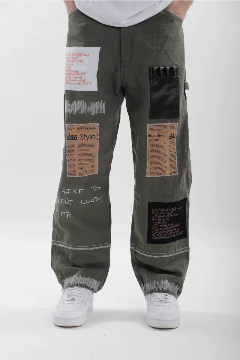 Earthtone Olive Upcycled Denims, a product by TOFFLE