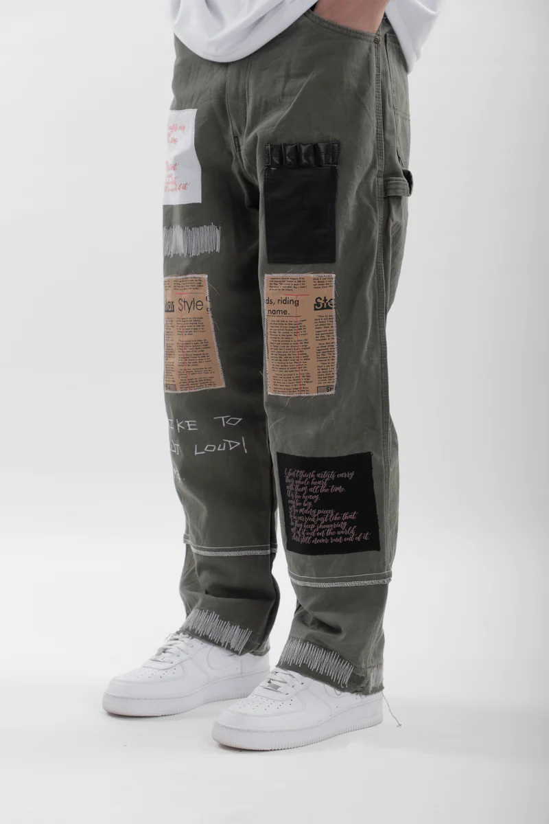 Thumbnail preview #2 for Earthtone Olive Upcycled Denims