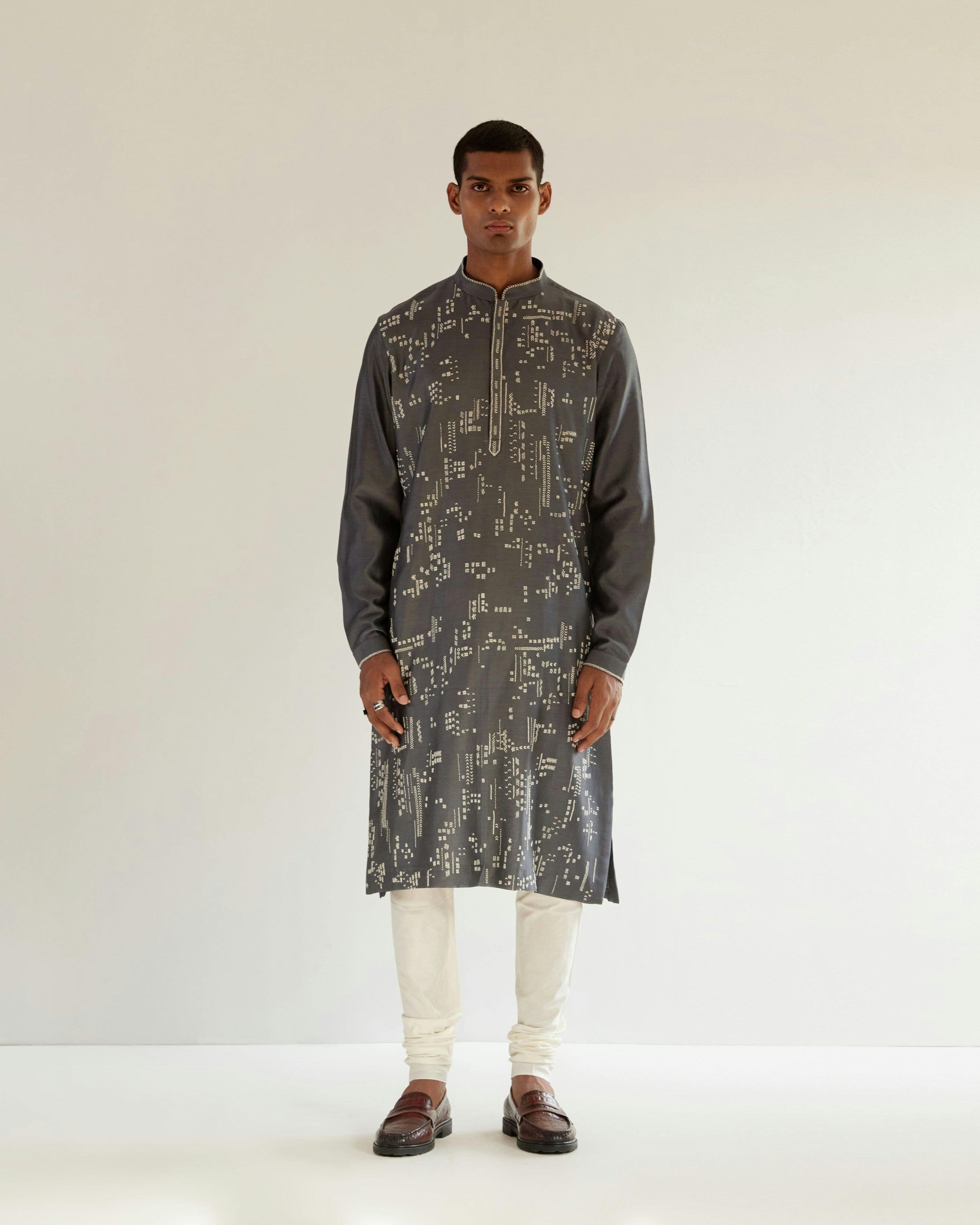 Linear Scattered Hand Embroidery Kurta Set, a product by Country Made