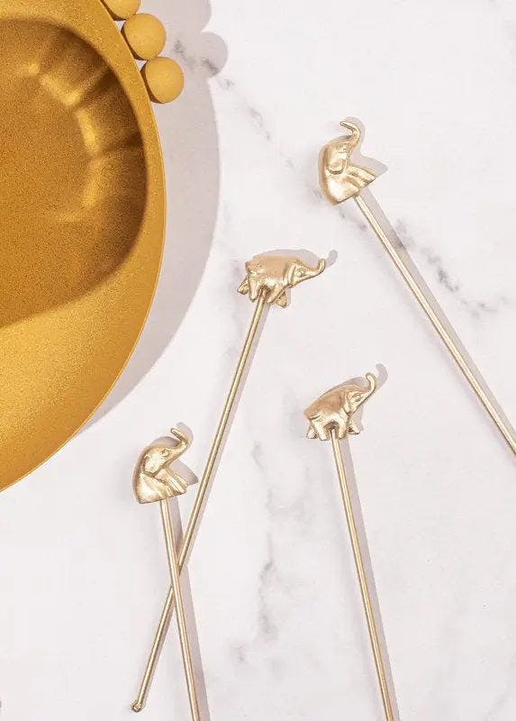 Brass Haathi Cocktail Stirrers, a product by Gado Living
