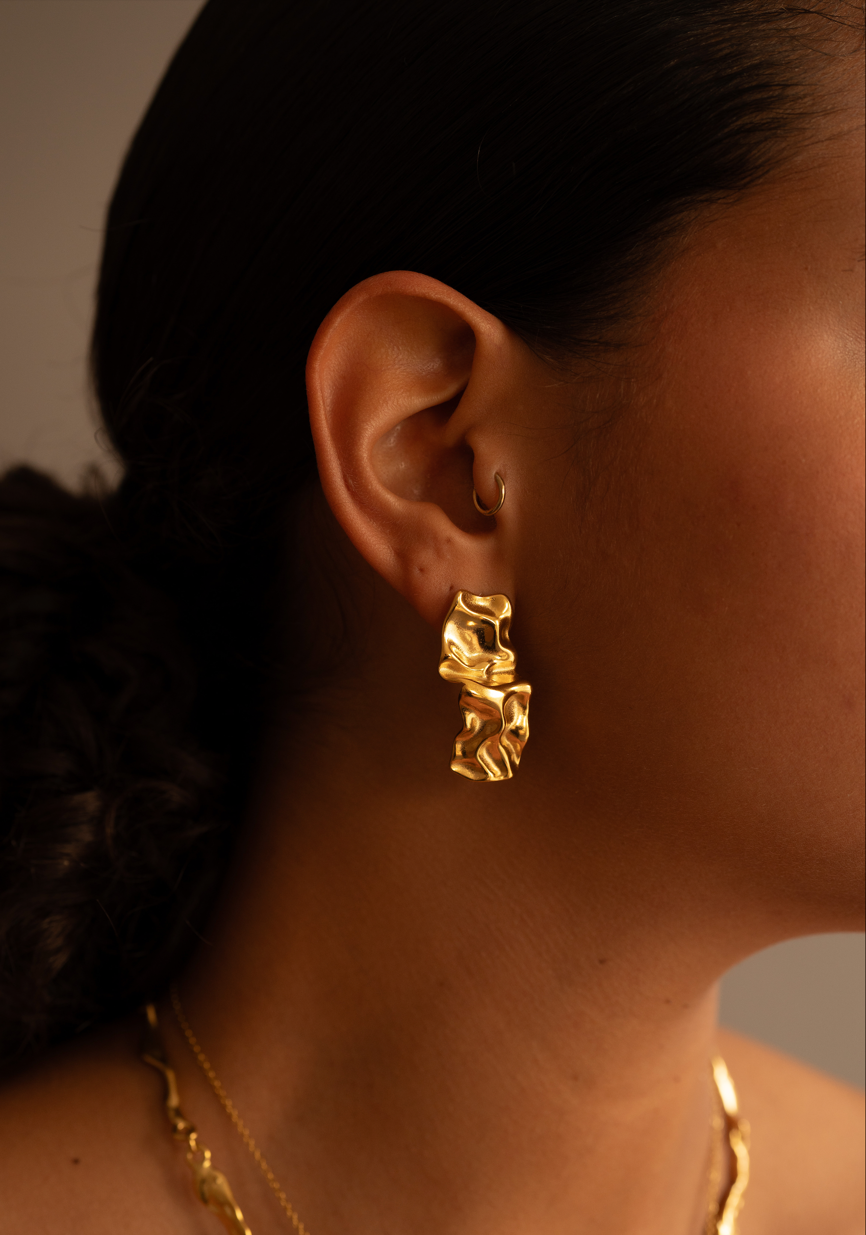 Sakura Statement Irregular Gold Earrings, a product by By Majime 