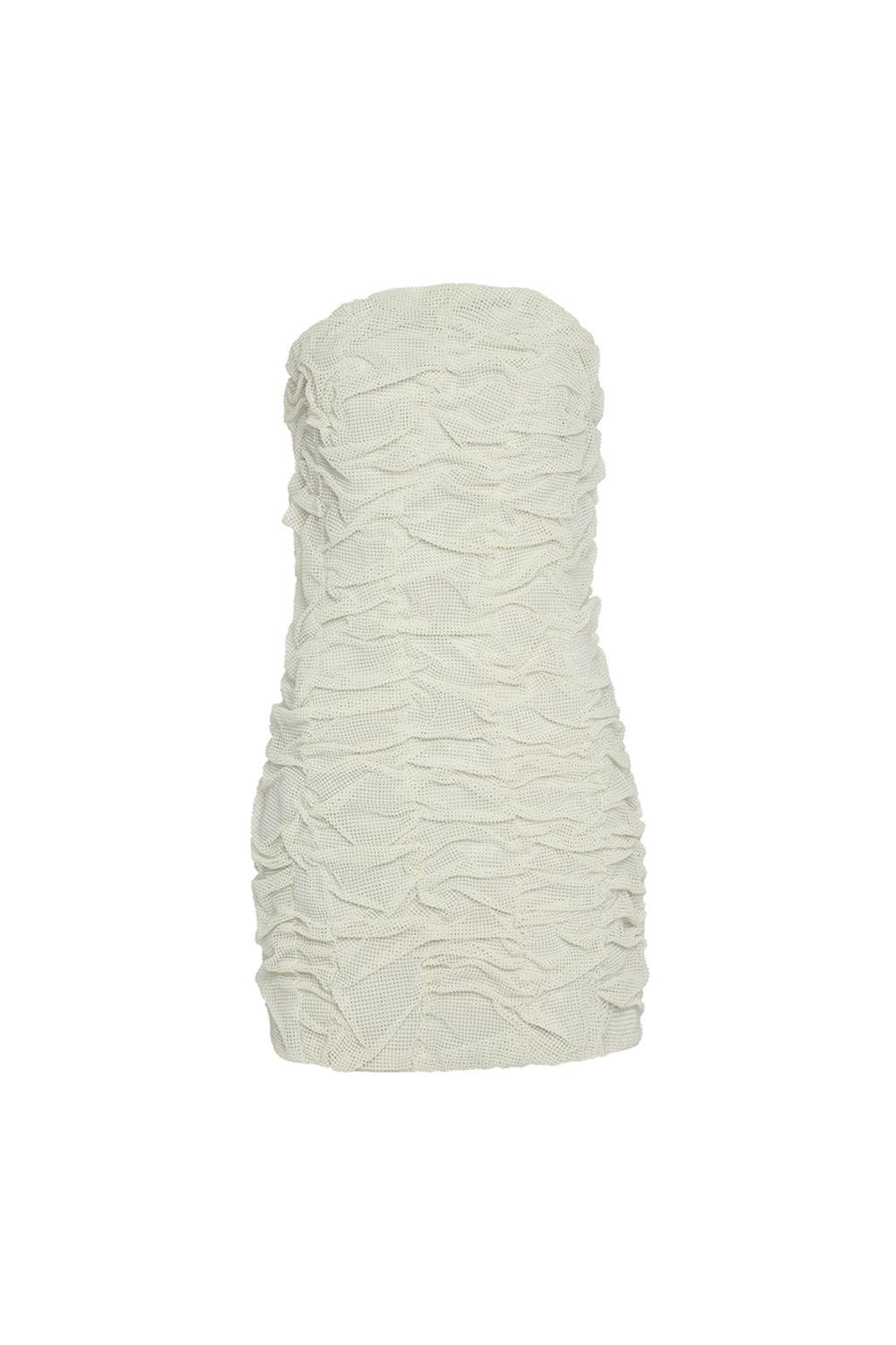 Thumbnail preview #2 for Hand Ruched Ivory Pearl Dress