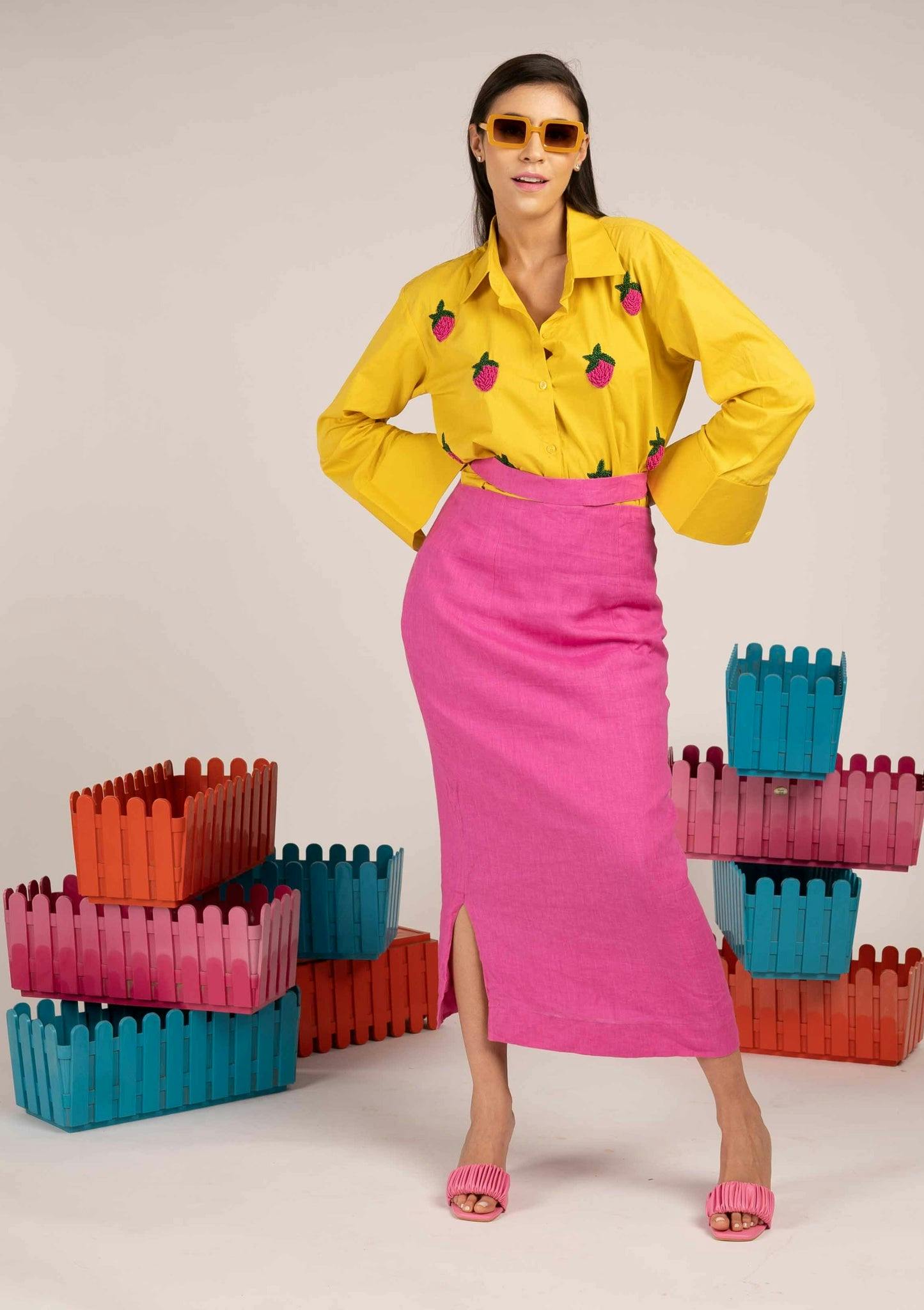 Yellow Berry Shirt With Skirt co-ord set, a product by Nidzign