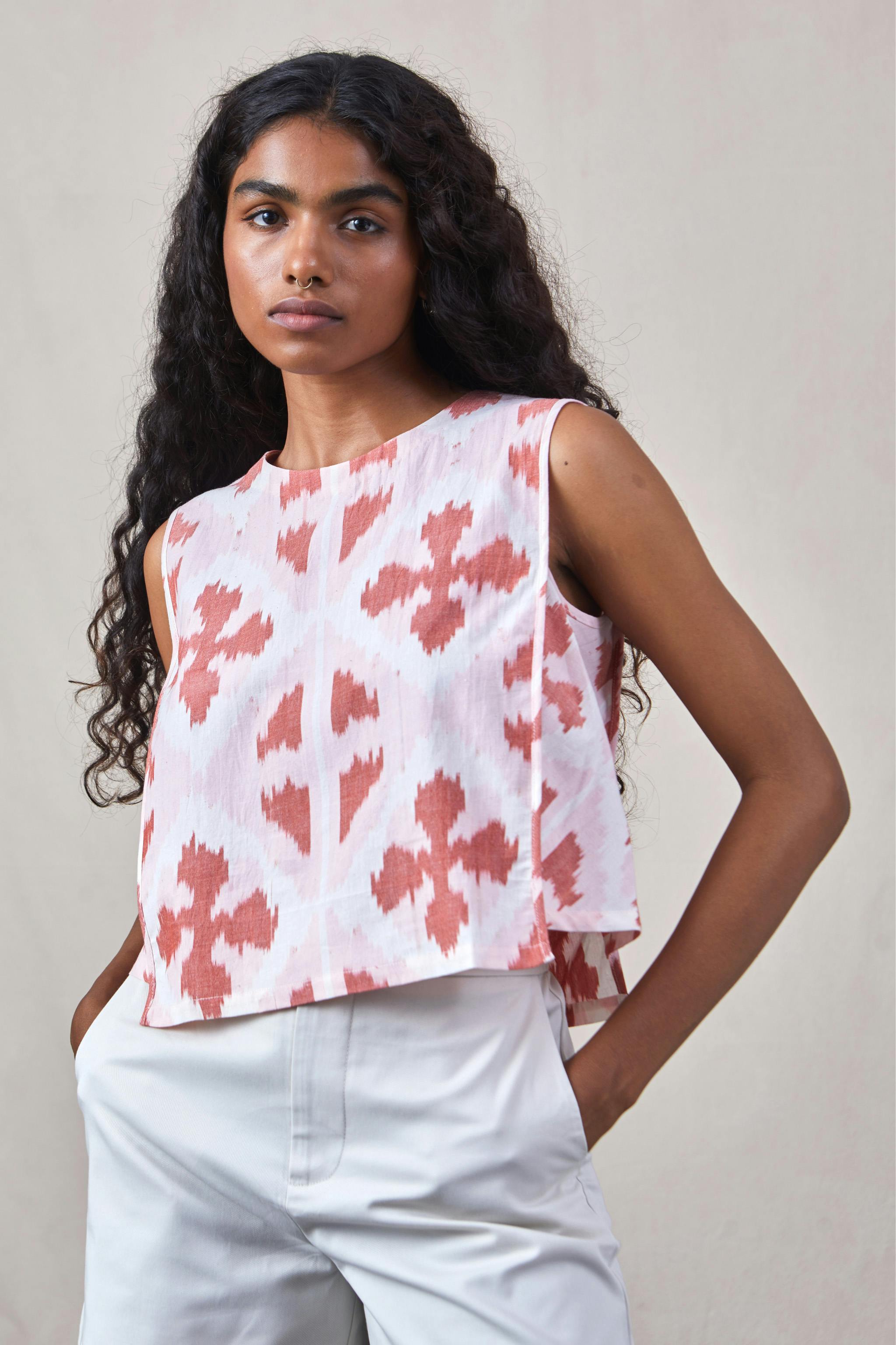 Thumbnail preview #3 for Cay - Ikat Top Pink