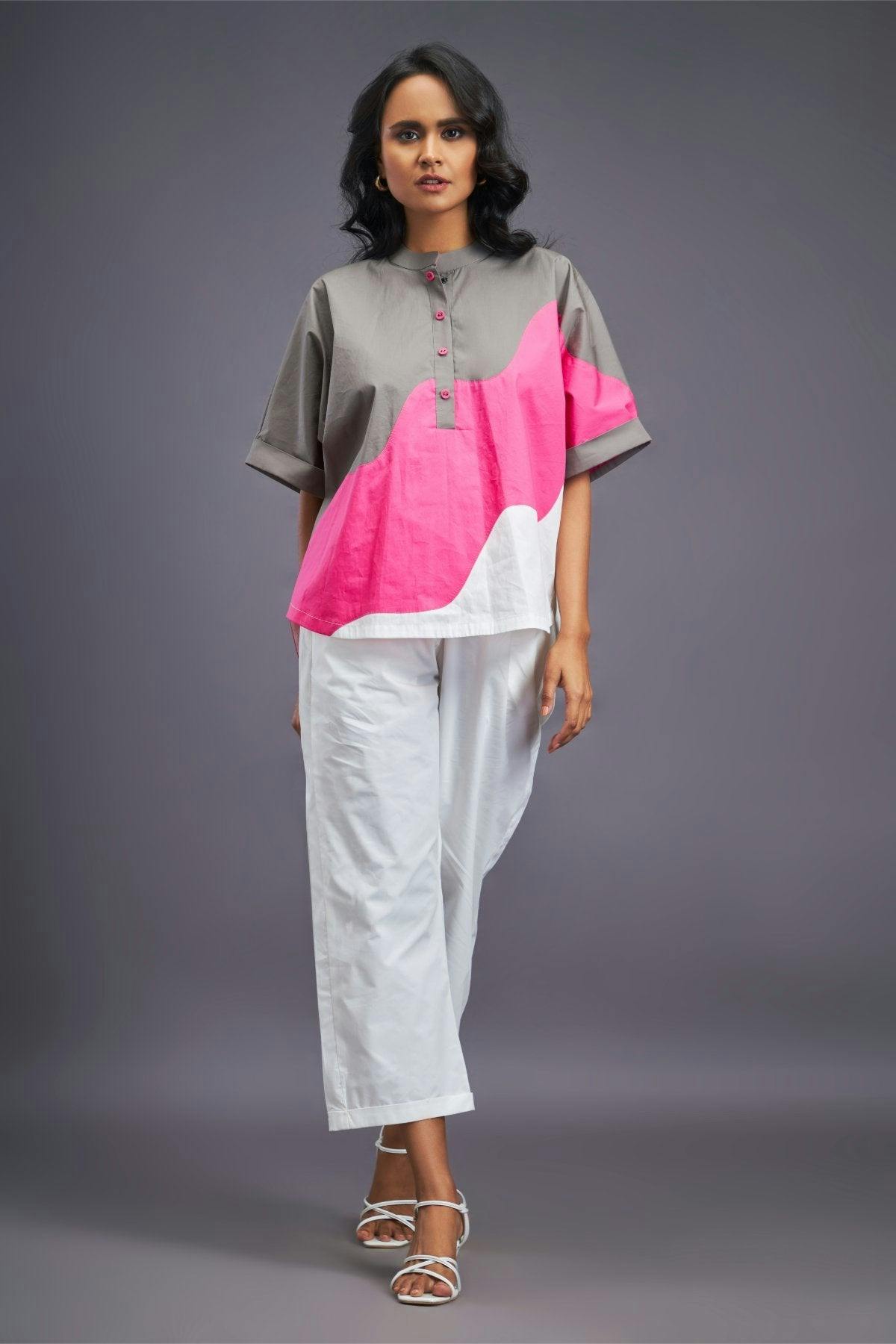 White Pink Box Fit Shirt, a product by Deepika Arora