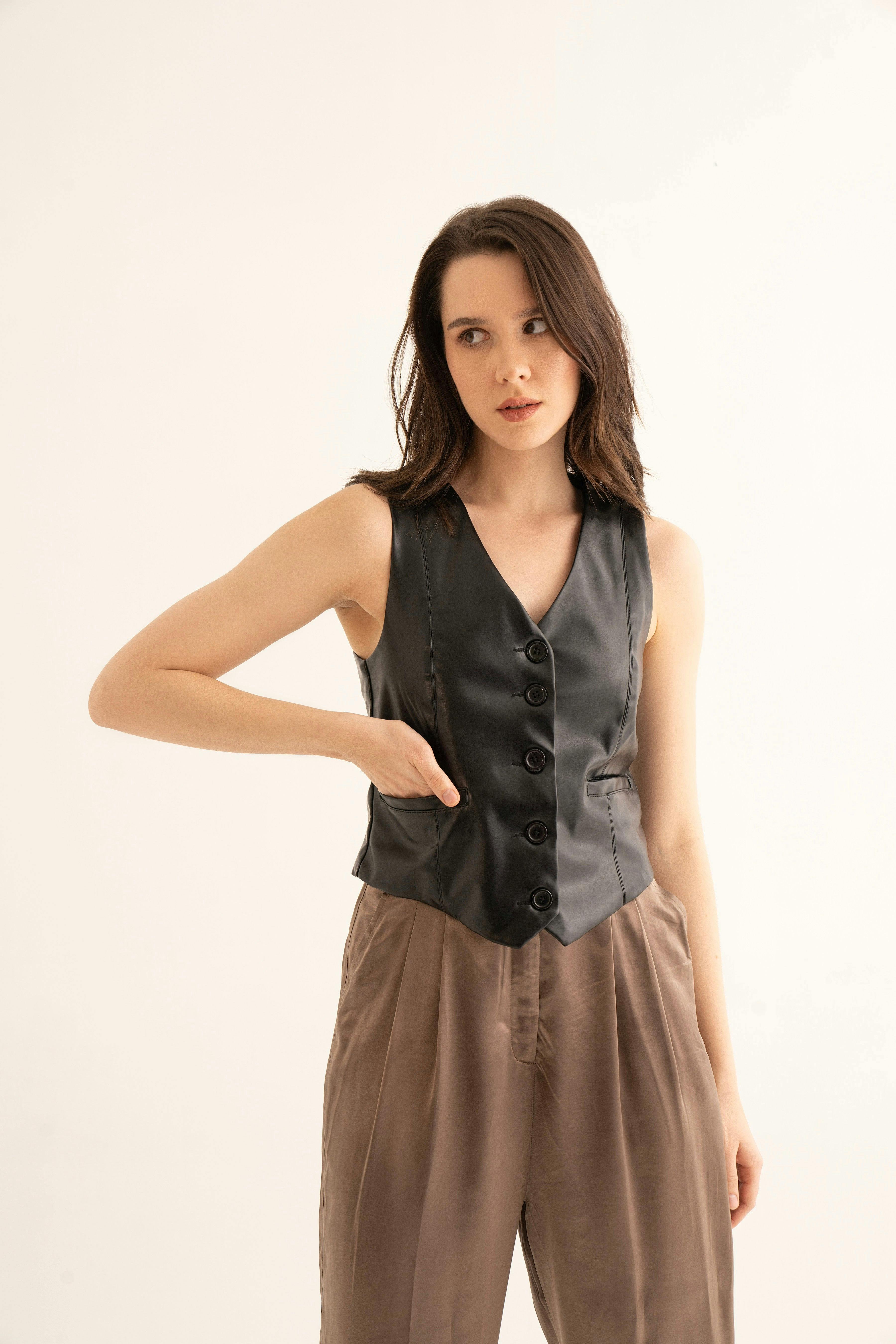 Black Faux Leather Waistcoat, a product by Torqadorn