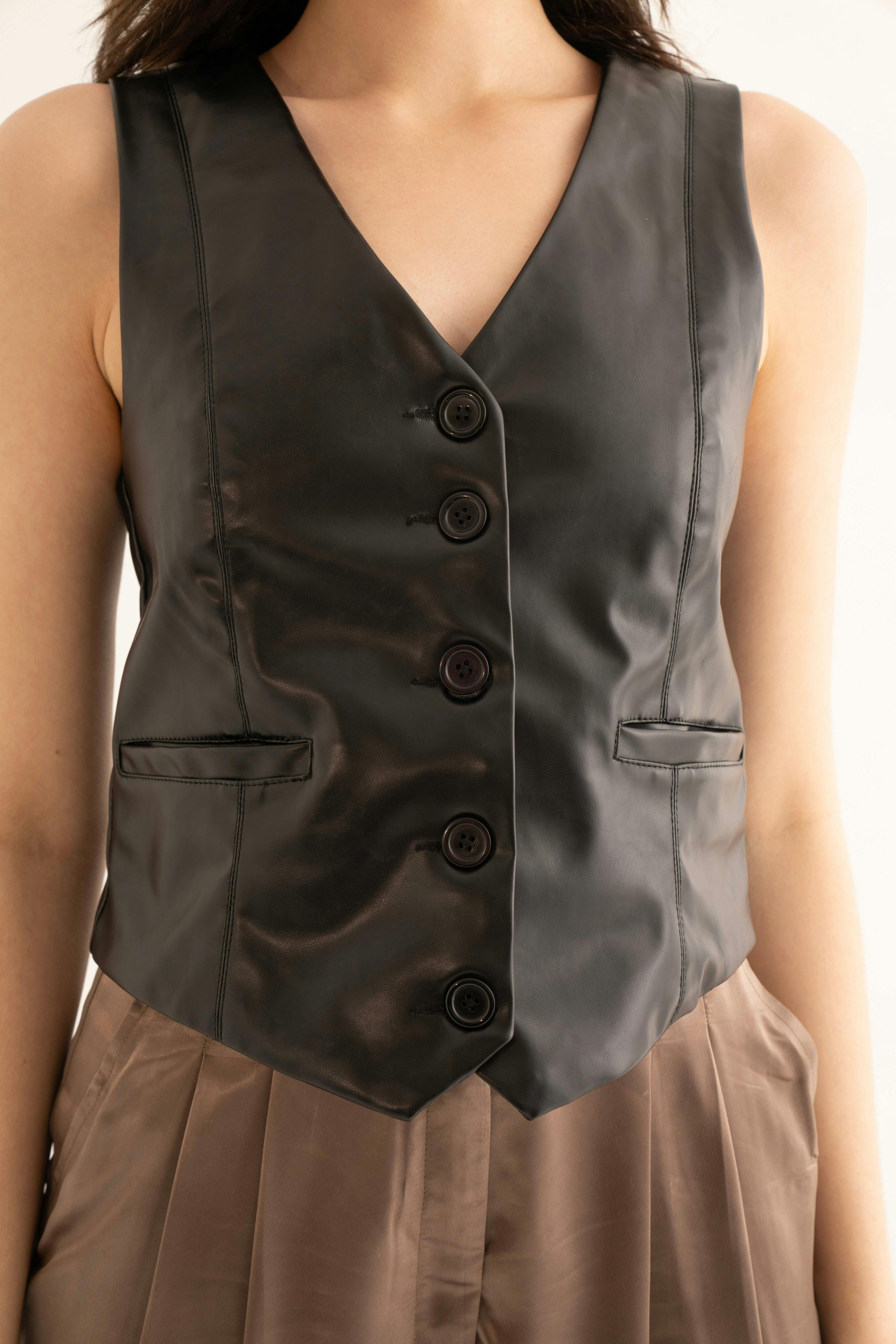 Thumbnail preview #2 for Black Faux Leather Waistcoat