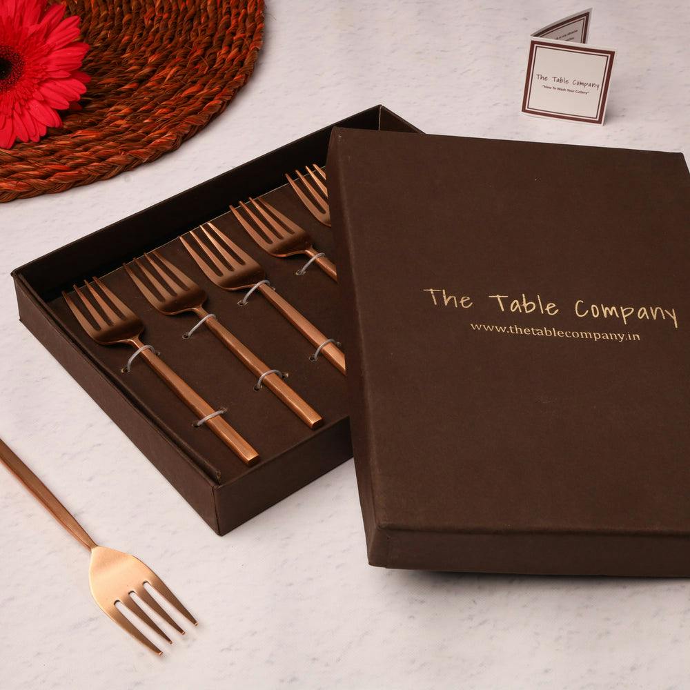 The Classic Rose Gold Tea Fork - Set of 6, a product by The Table Company