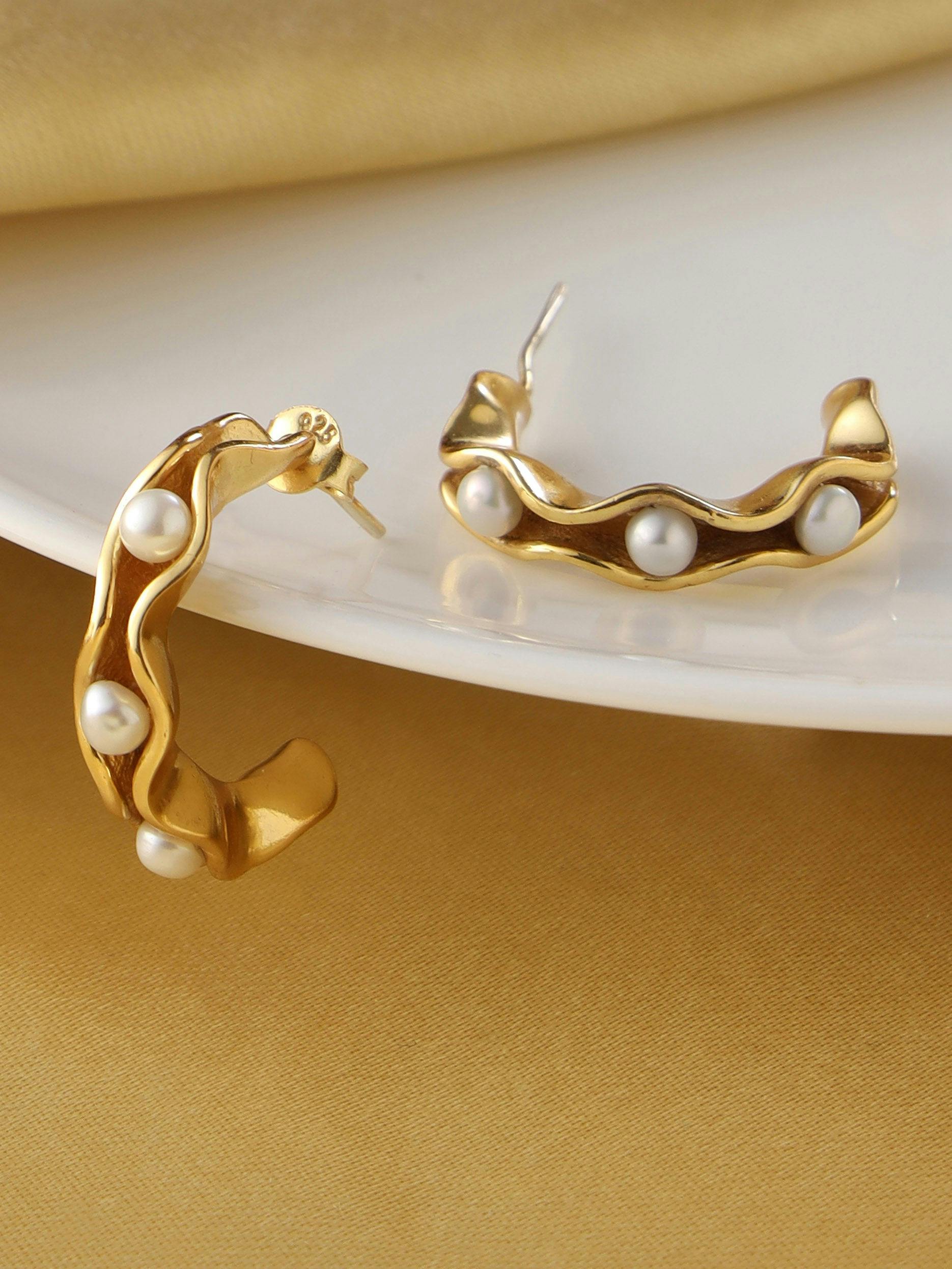 Pearl oyster hoops, a product by The Jewel Closet Store