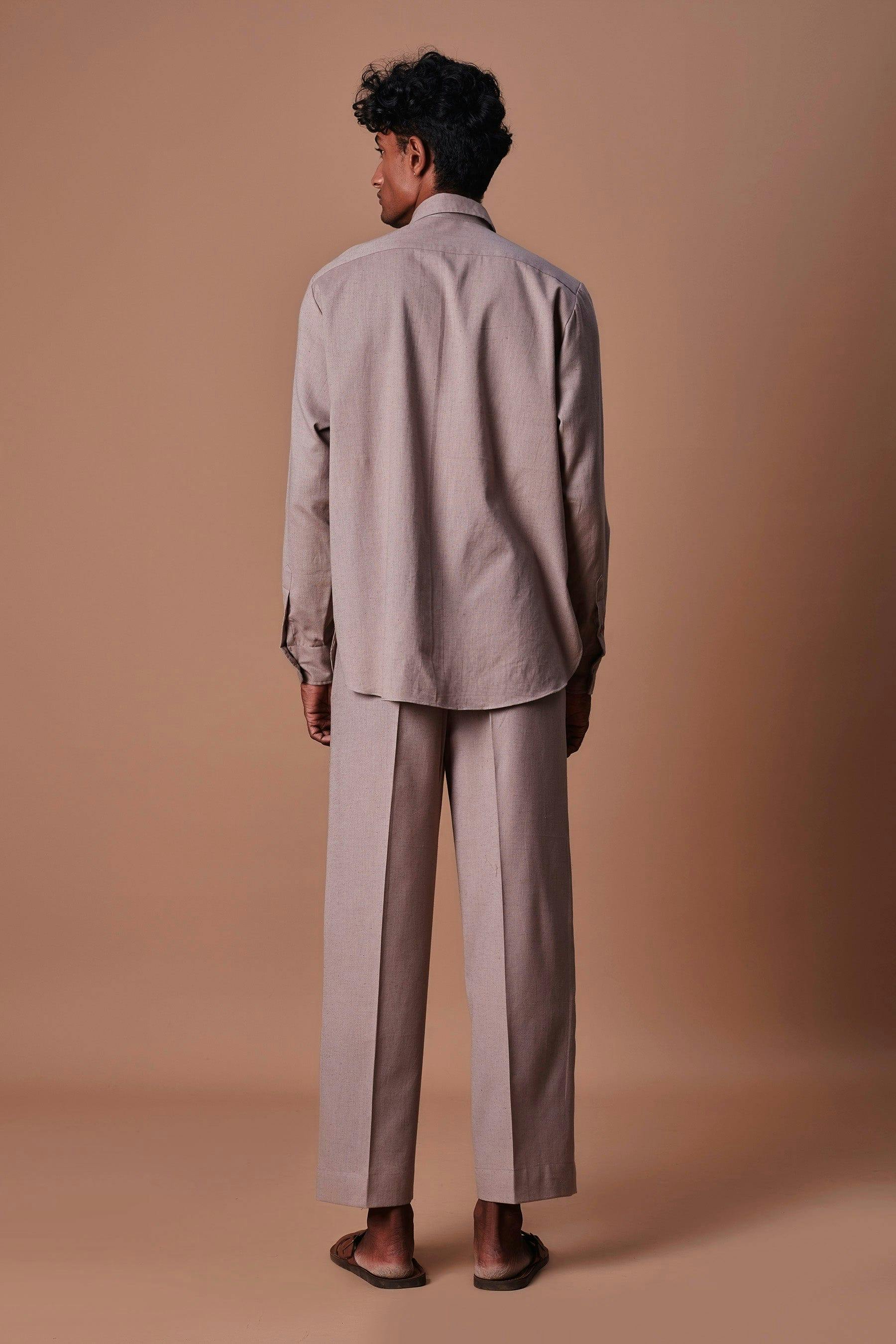 Mati Grey Placket Shirt & Ankle Pant Set (2 PCS), a product by Style Mati
