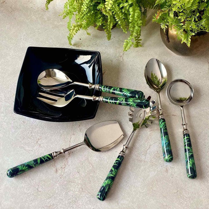 Serving Spoons, Set Of 6 - Amazonia Night, a product by Faaya Gifting