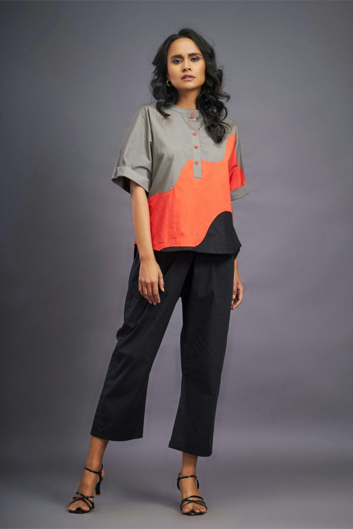 Black Orange Box Fit Shirt, a product by Deepika Arora