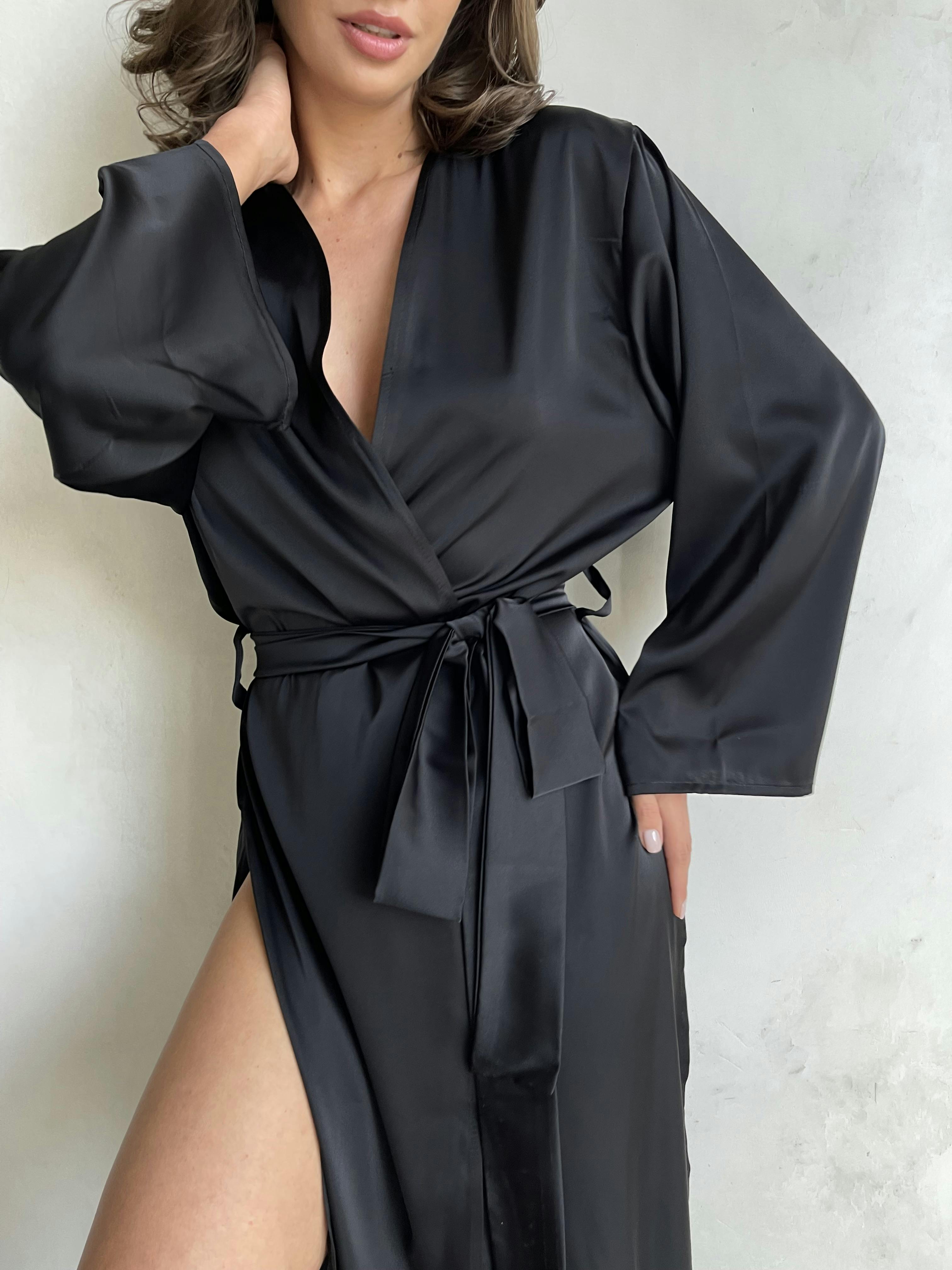 Long Silk Robe with Side Cuts, a product by Okiya Studio