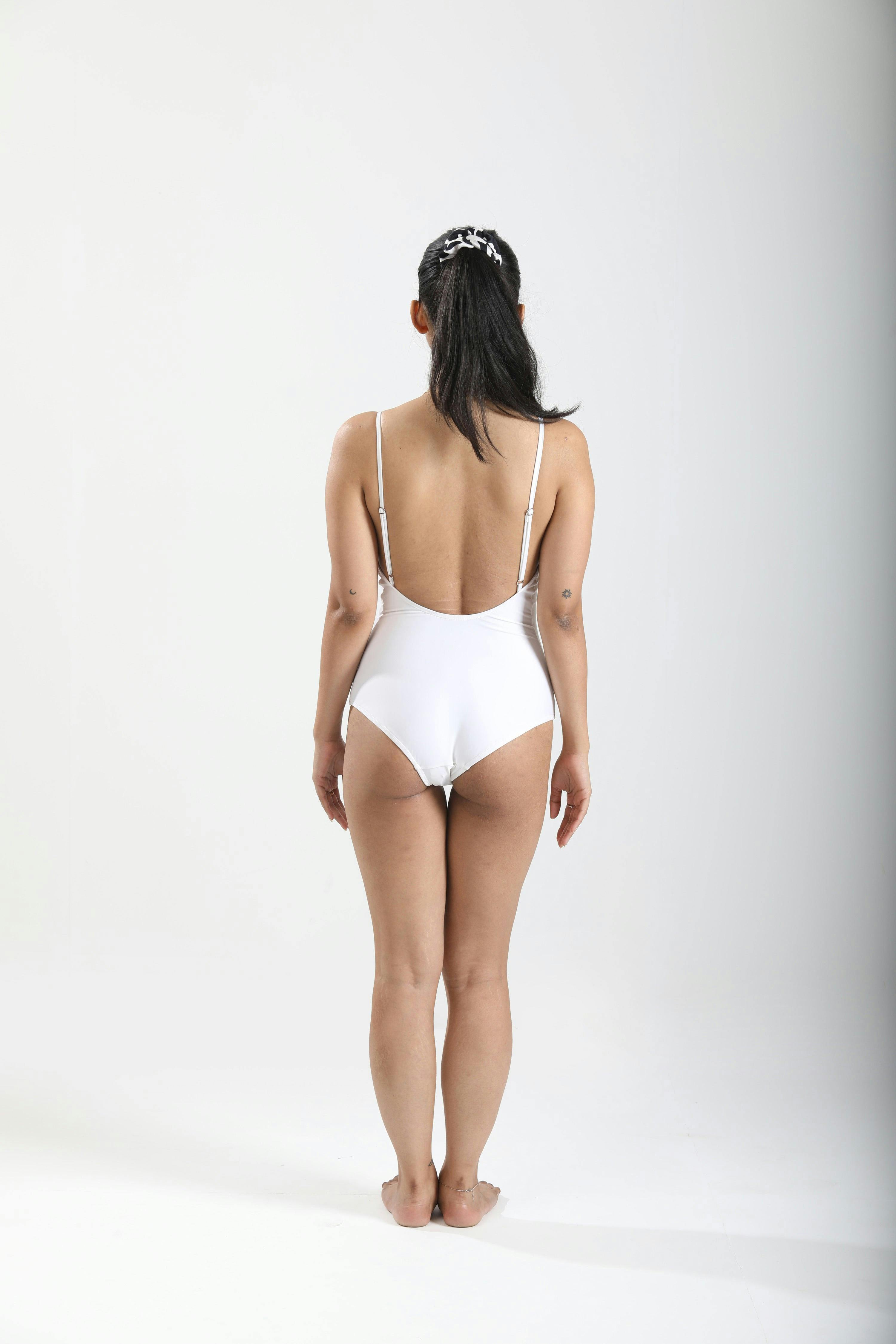 Thumbnail preview #2 for Low Back One-Piece Swimsuit - White