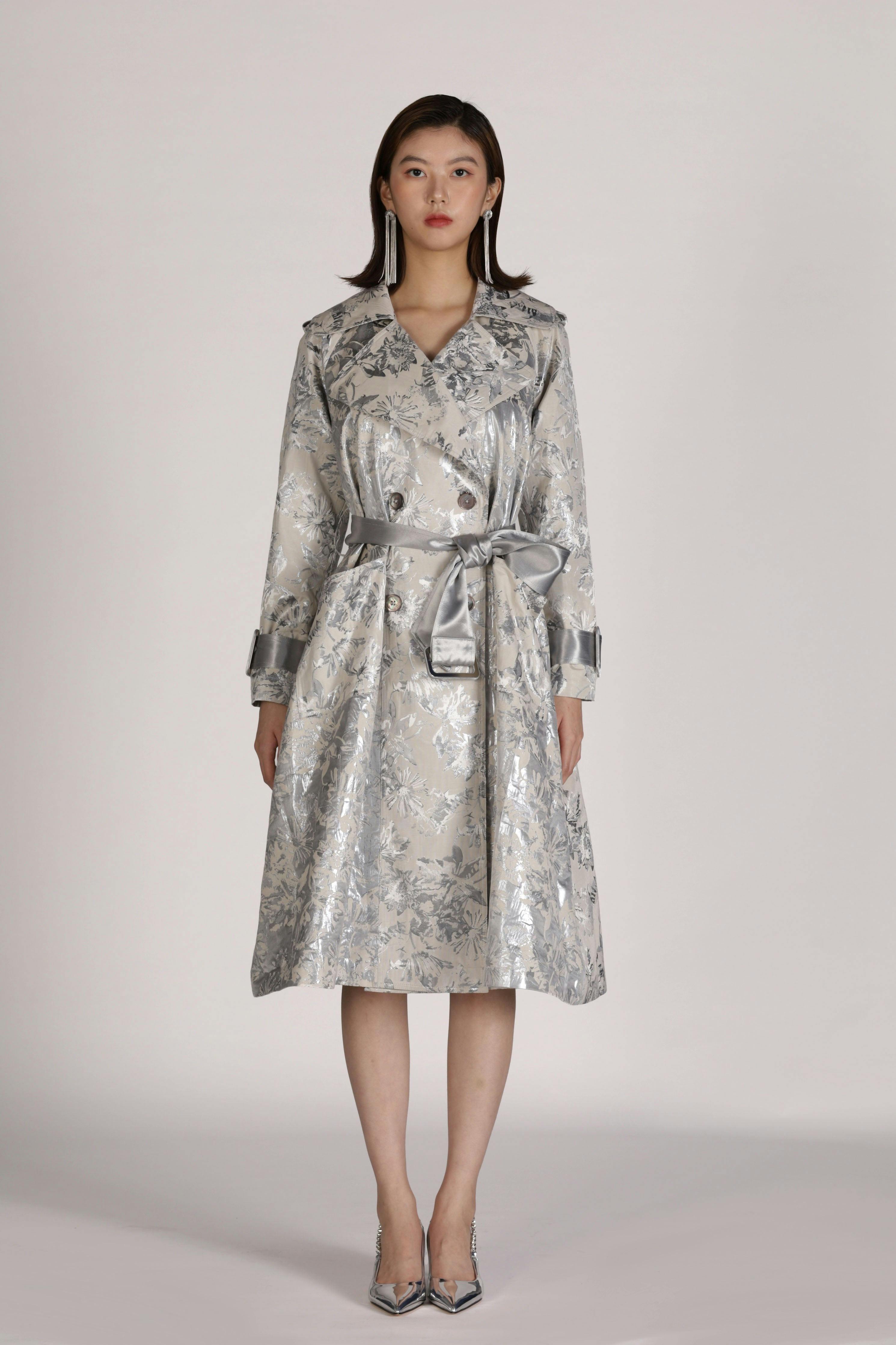 Silver Flora Trench Coat, a product by SZMAN