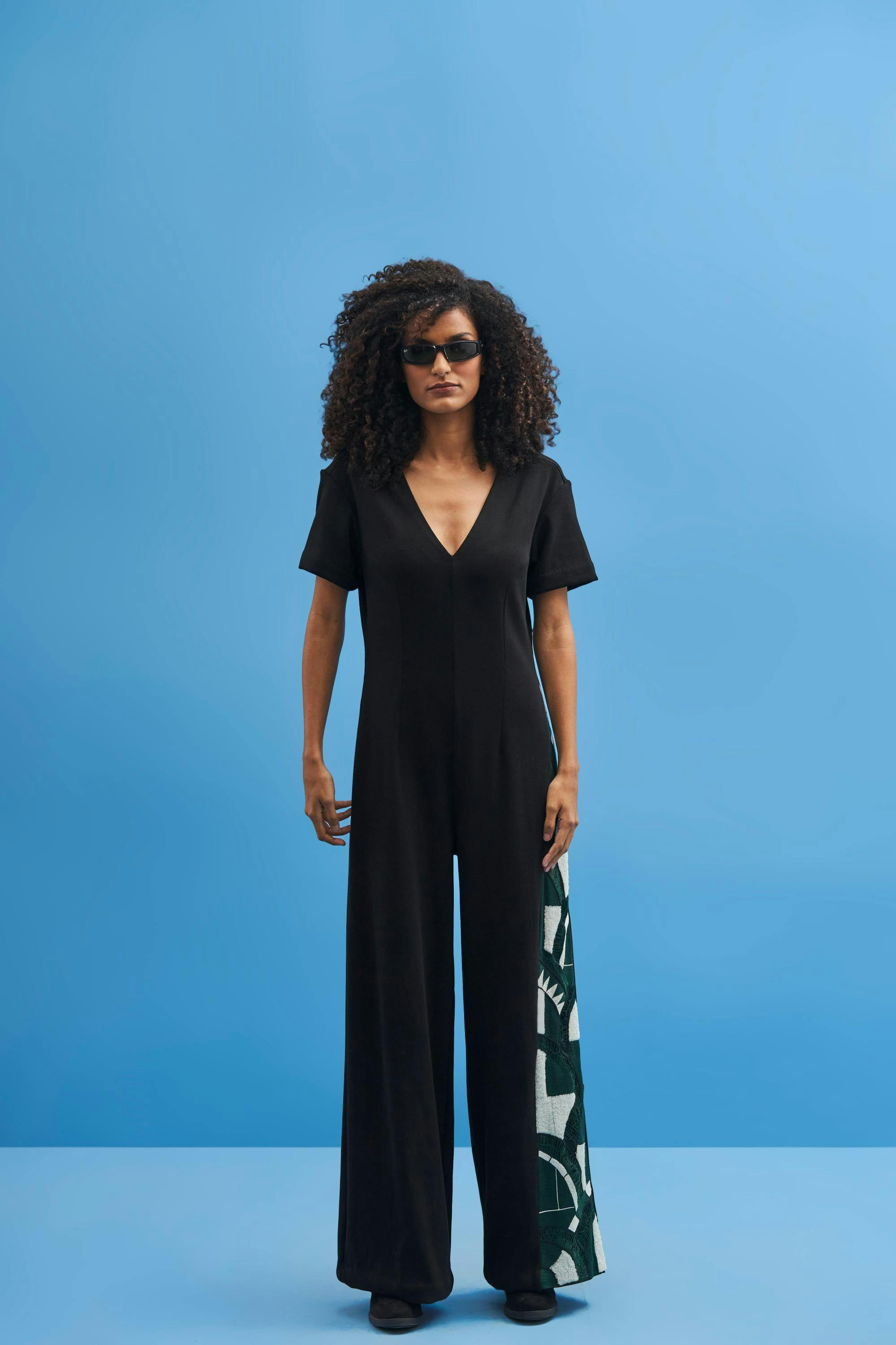 Black Lunette Embroidered Jumpsuit, a product by Siddhant Agrawal Label