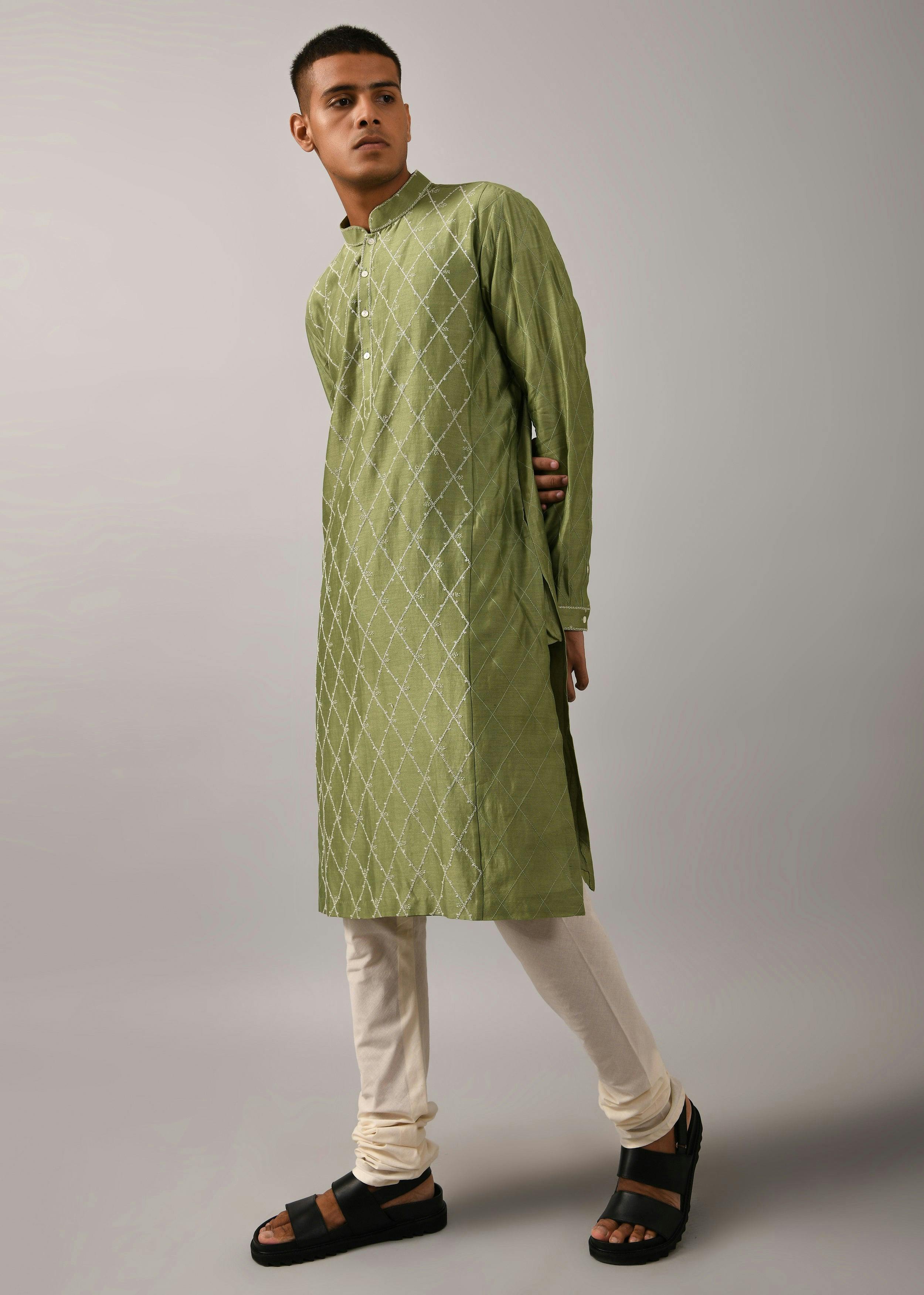 Diamond Pattern Hand Embroidered Kurta Set, a product by Country Made