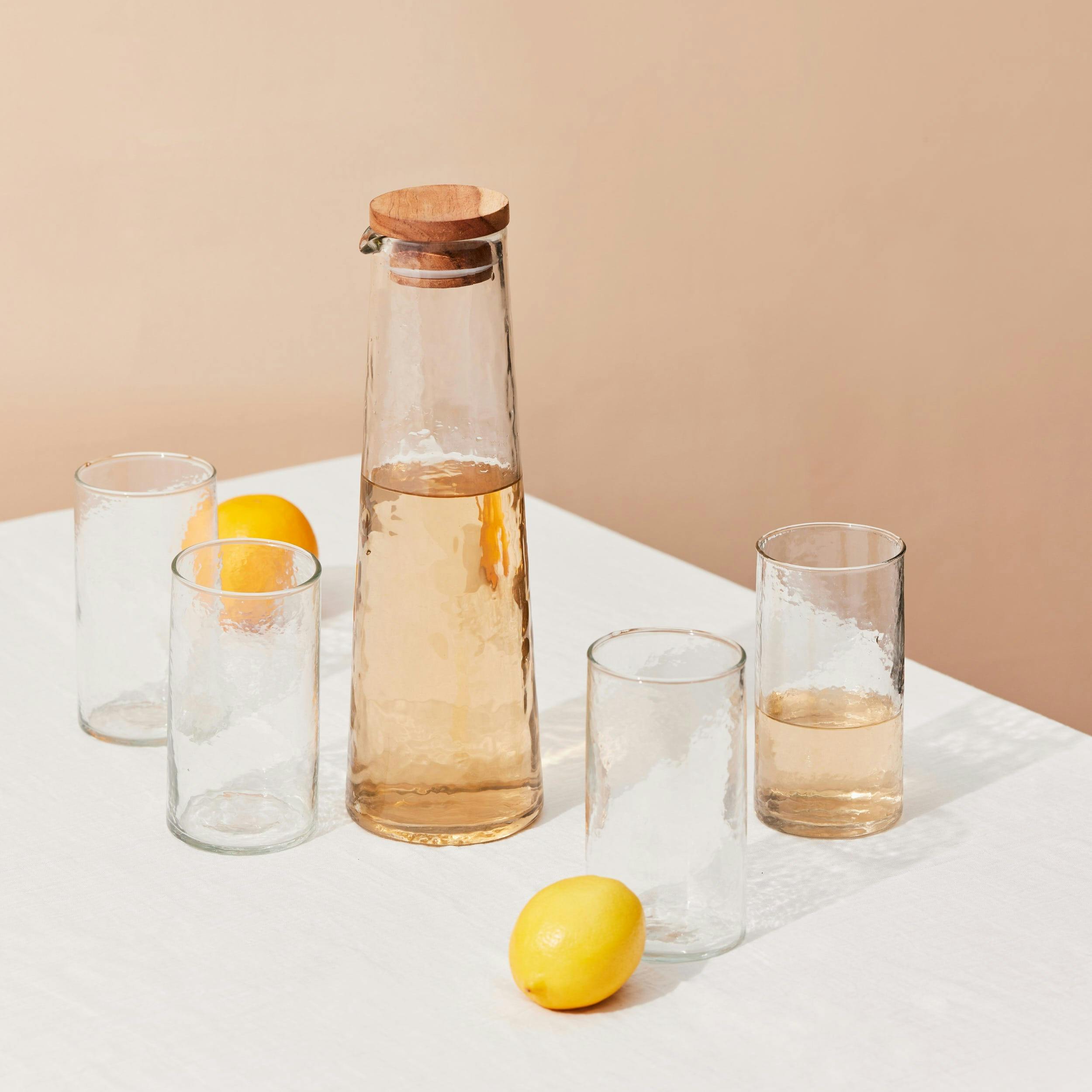 Hammered Glass Carafe with 4 Glasses, a product by Hello December