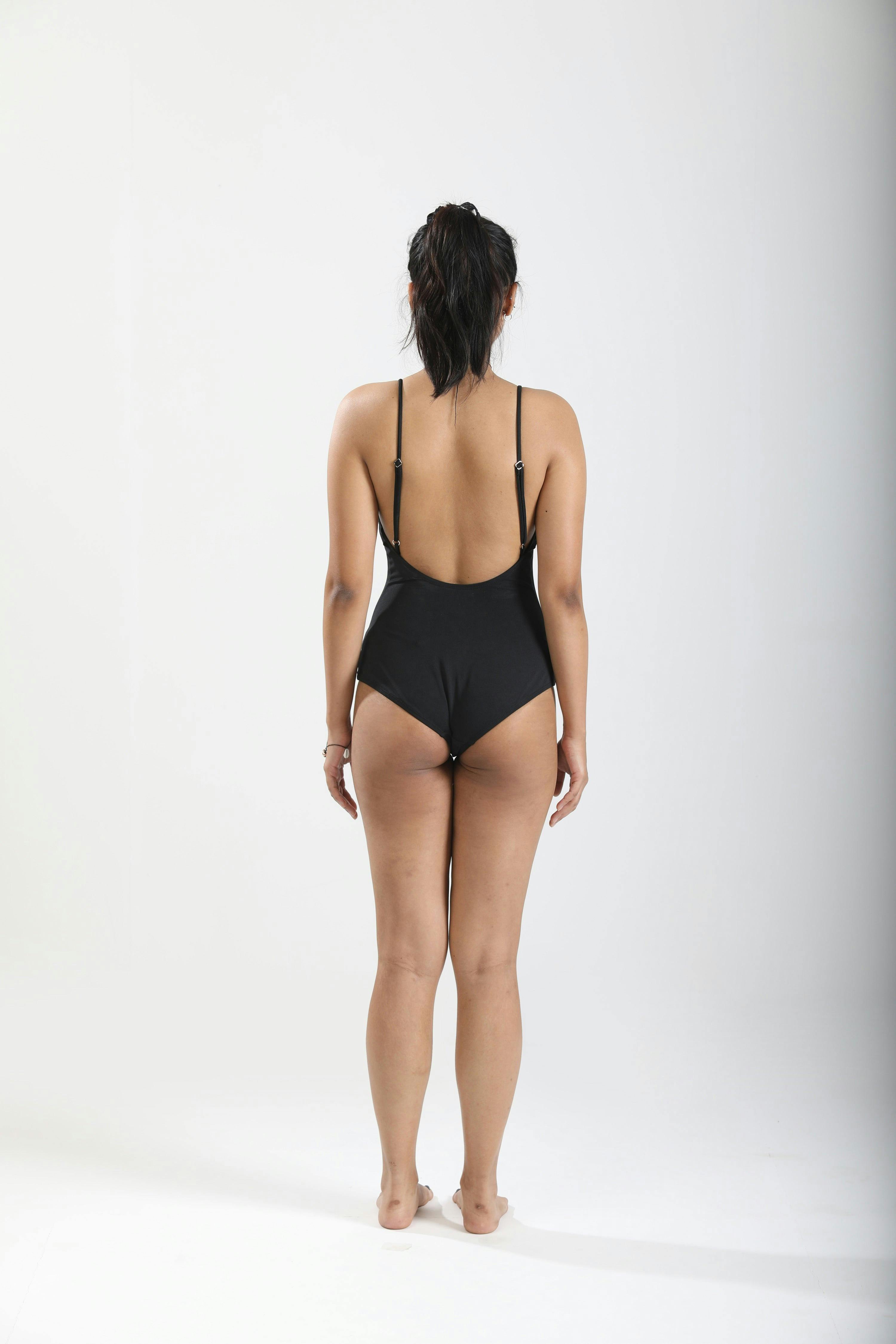 Thumbnail preview #4 for Low Back One Piece Swimsuit - Black