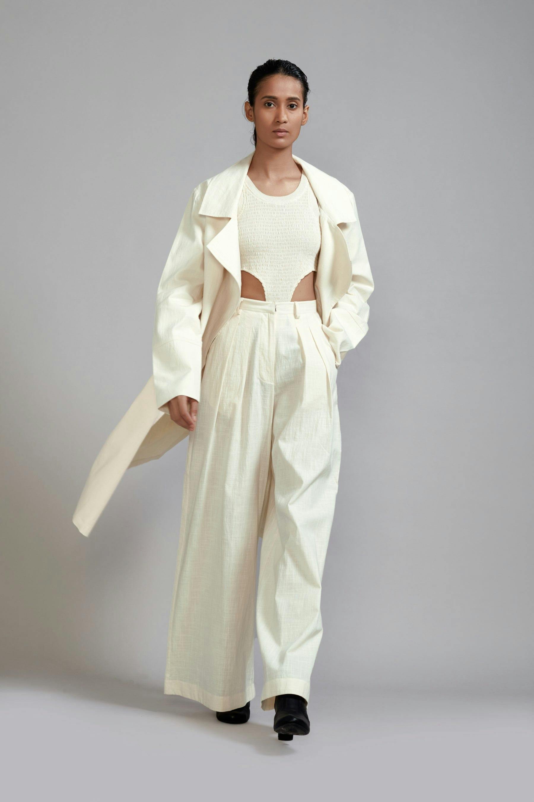 Off-White Trench Jacket Set (3 PCS), a product by Style Mati