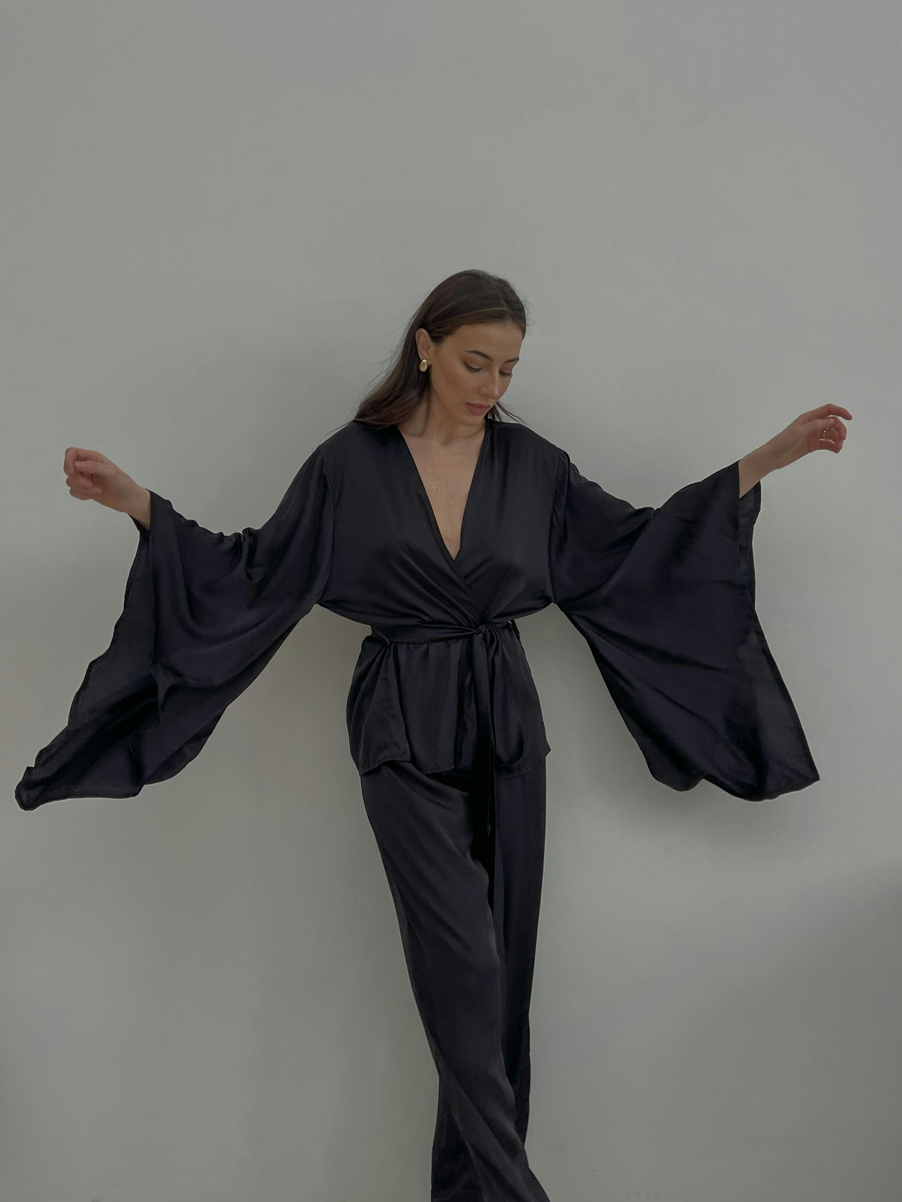 Kimono & Pants Silky Pajama Set, a product by Okiya Studio