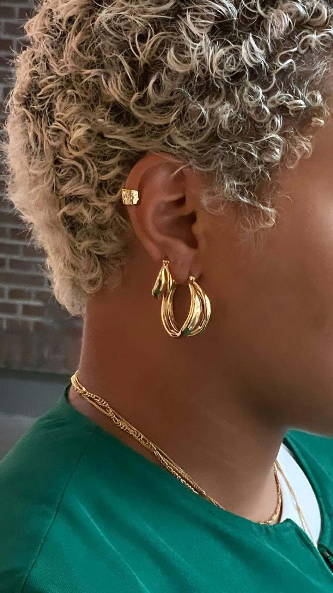 Thumbnail preview #0 for Saya Assymetric Earring Hoops Gold Plated - Big