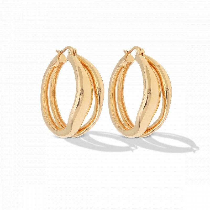 Thumbnail preview #4 for Saya Assymetric Earring Hoops Gold Plated - Big