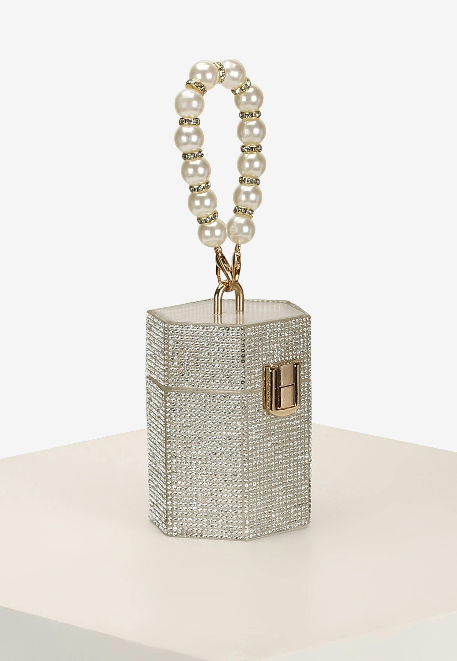 Miniaudre Clutch in Silver Diamanté, a product by Lola's