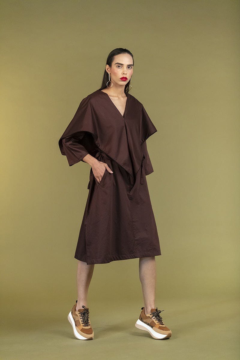 Thumbnail preview #1 for Brown Cape Dress