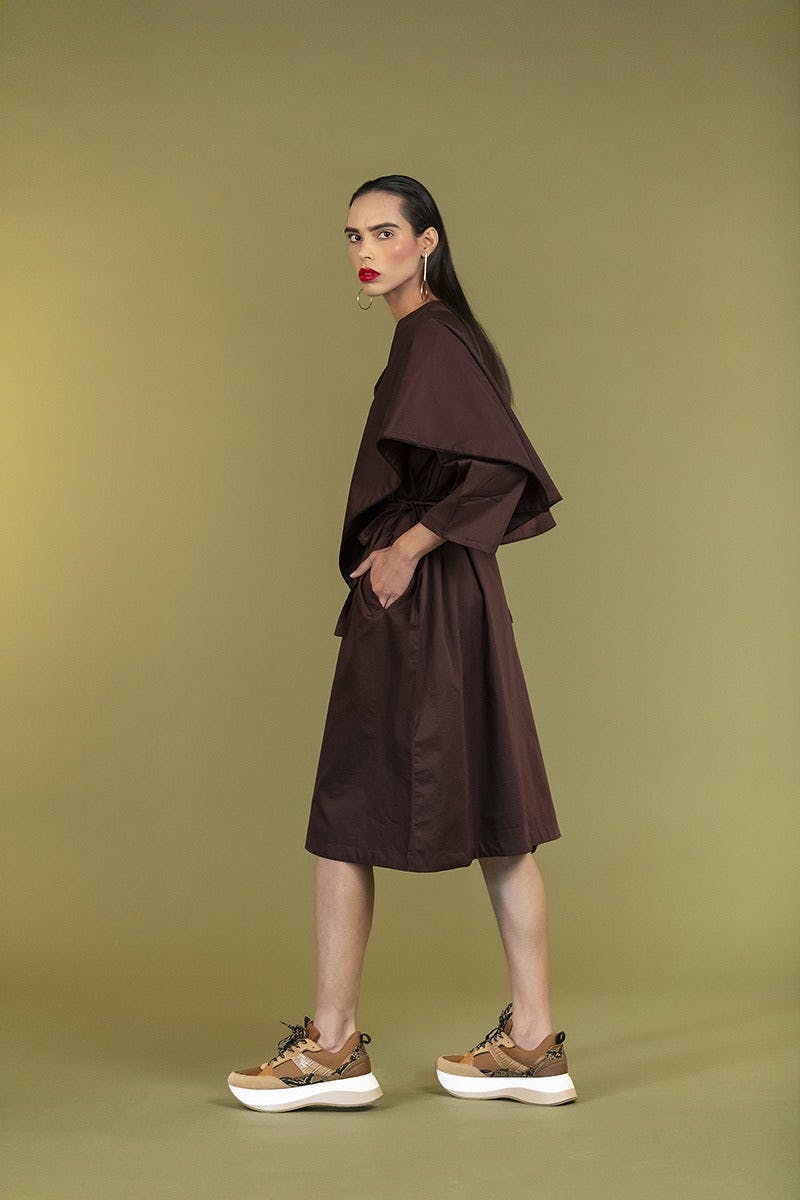 Thumbnail preview #3 for Brown Cape Dress
