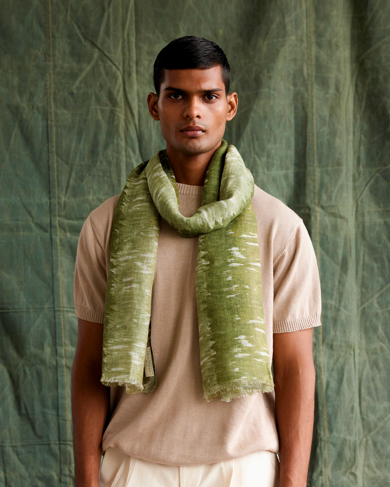 Camo Striper Print Silk Linen Blend Scarf, a product by Country Made