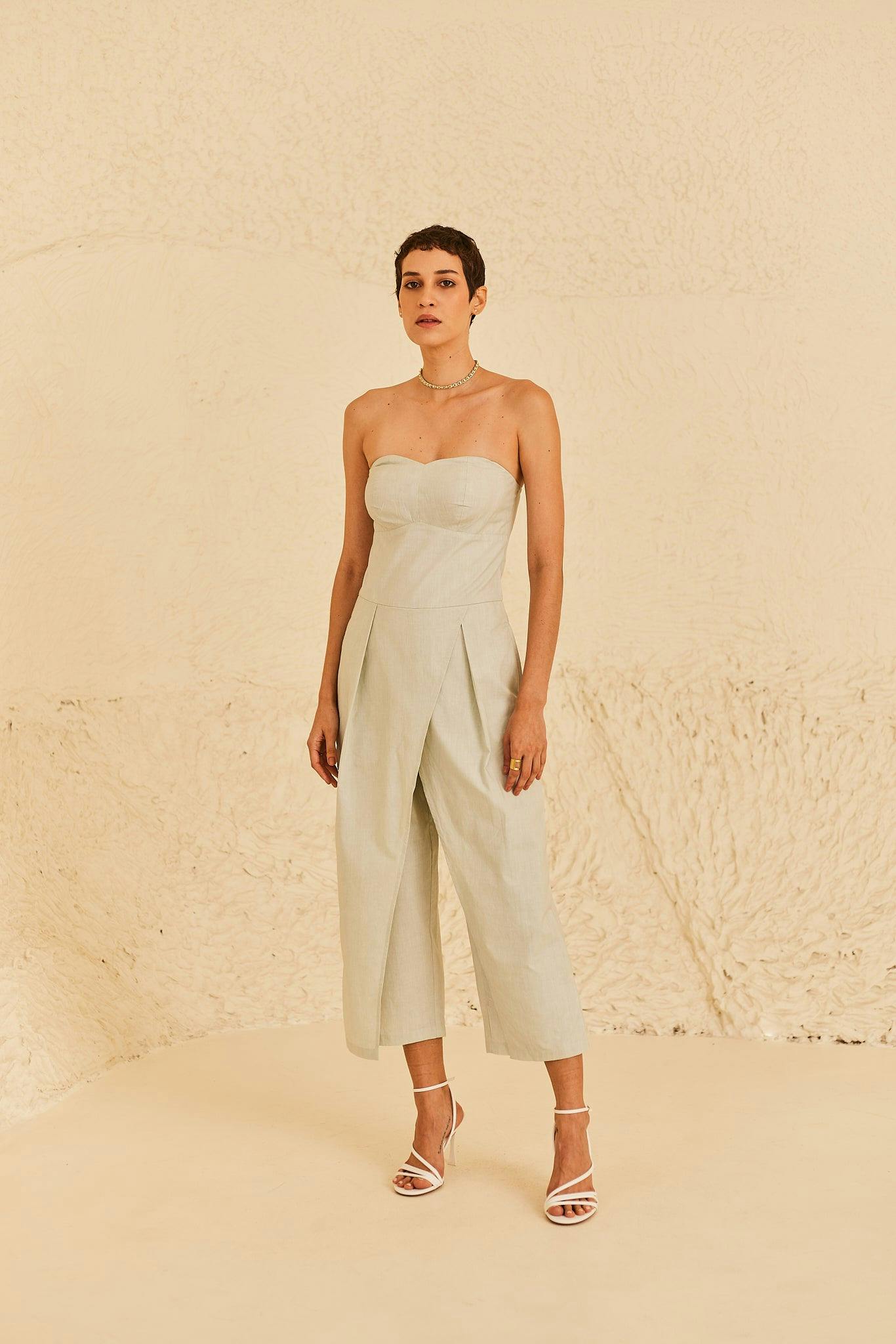 Off-Shoulder Sage Muse Jumpsuit, a product by Sage By Mala