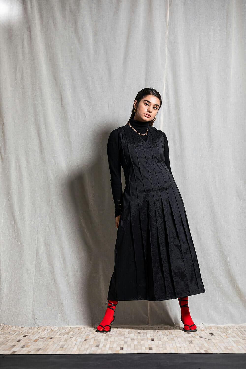 Self Pleated Cutsleeve Dress, a product by Corpora Studio