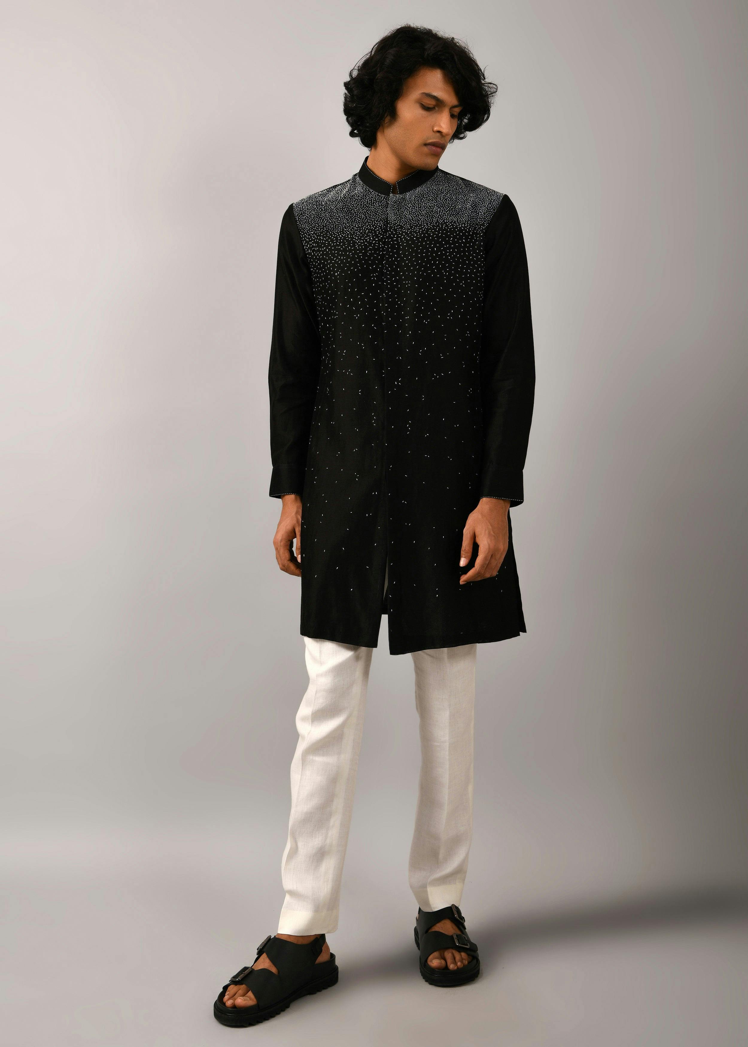 Night Sky Front Open Embroidered Kurta, a product by Country Made