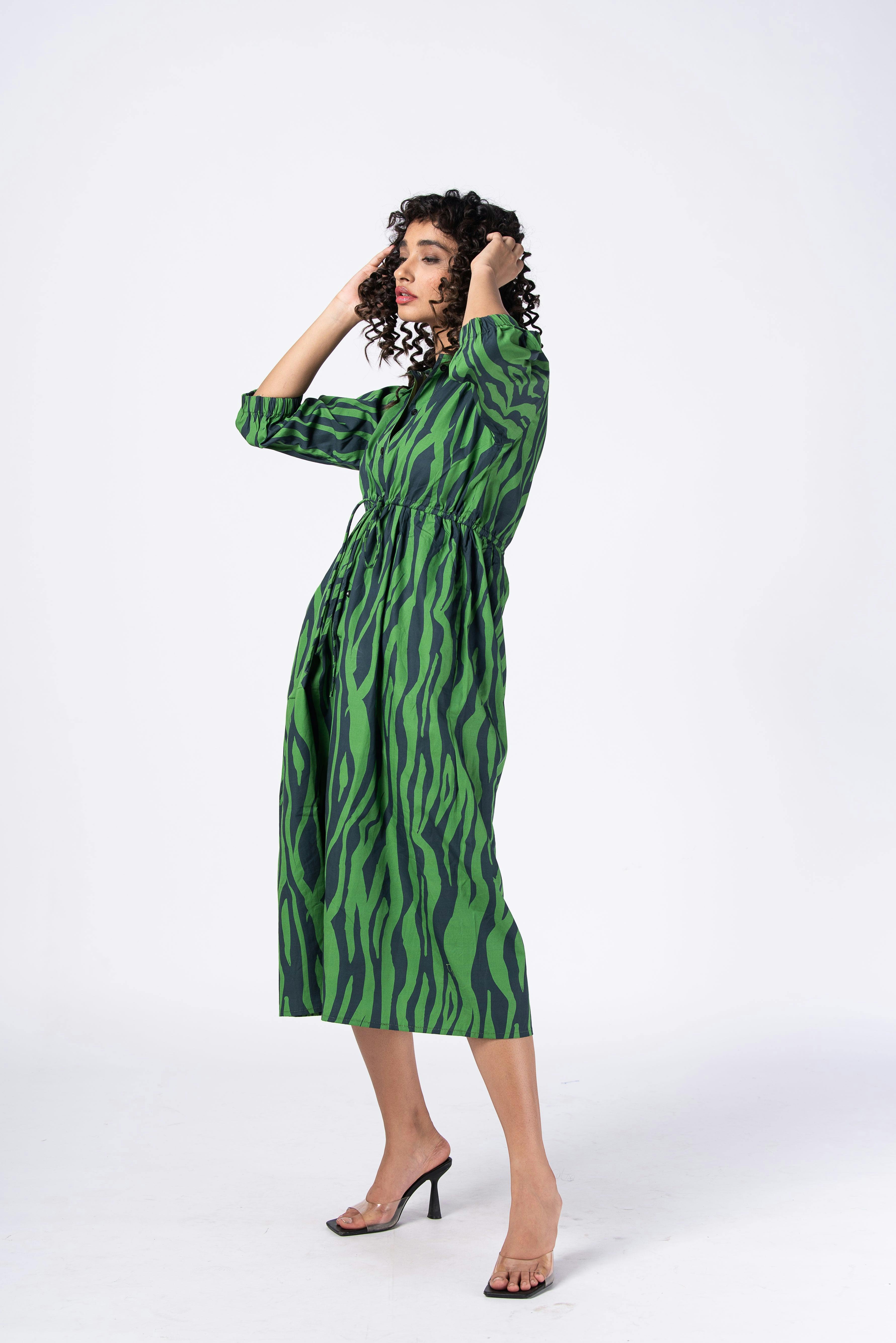 Zebra lines (midi dress), a product by Radharaman